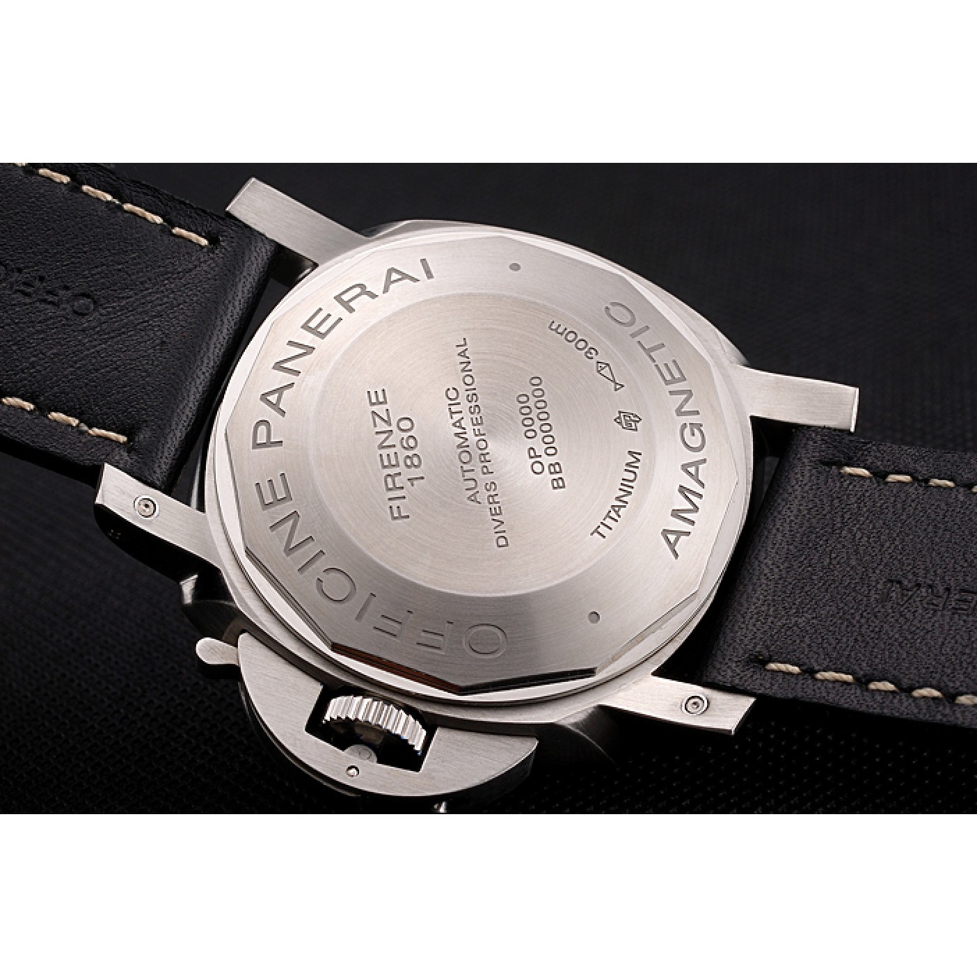 Panerai Luminor Submersible Black Dial Stainless Steel Case Black Bezel Black Leather Strap