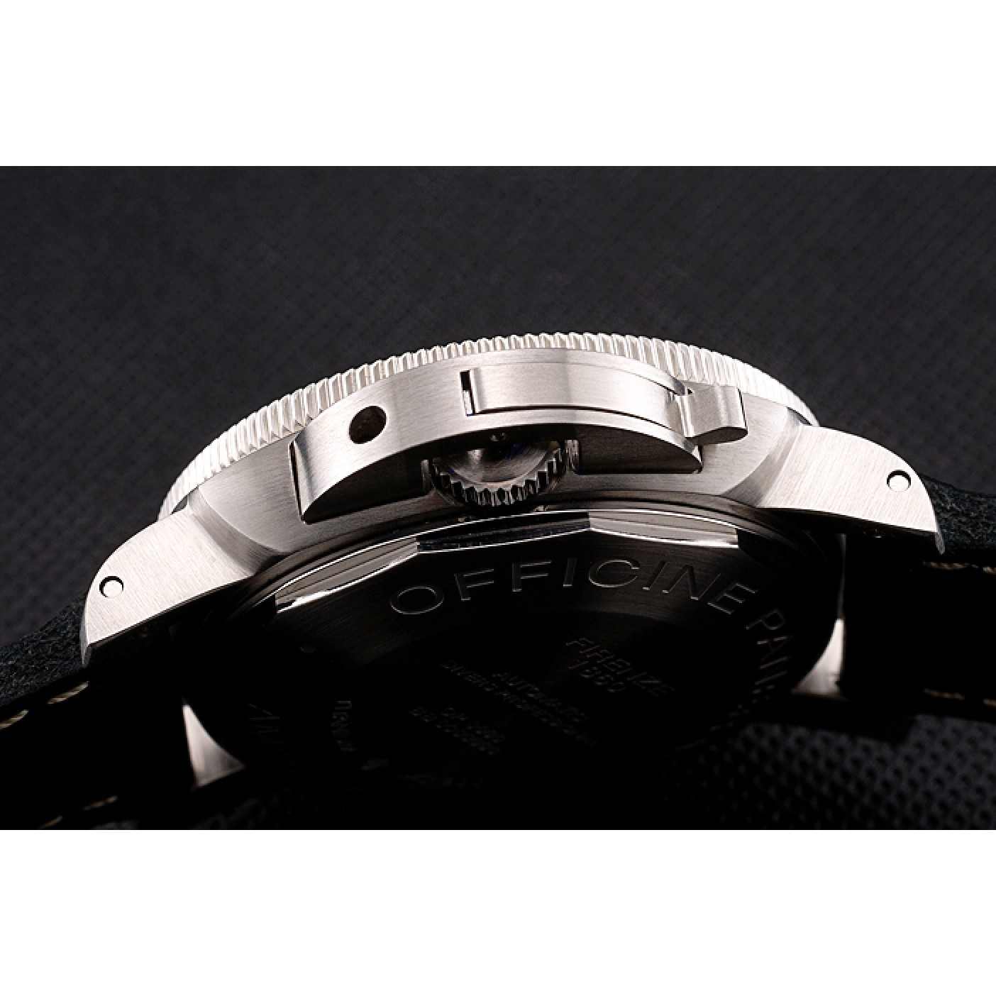 Panerai Luminor Submersible Black Dial Stainless Steel Case Black Bezel Black Leather Strap