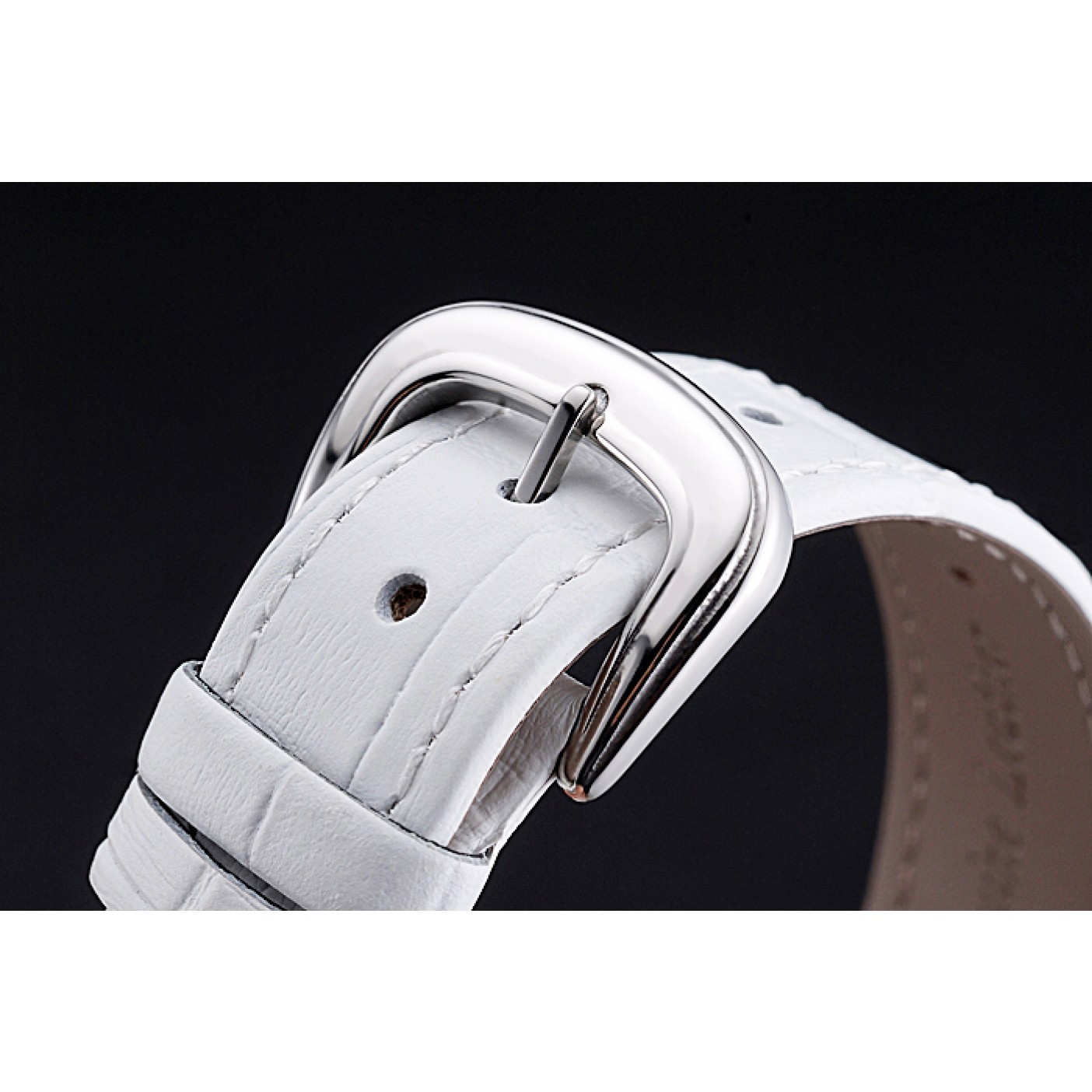 Franck Muller Long Island Classic White Dial Diamonds Case White Leather Band 622368