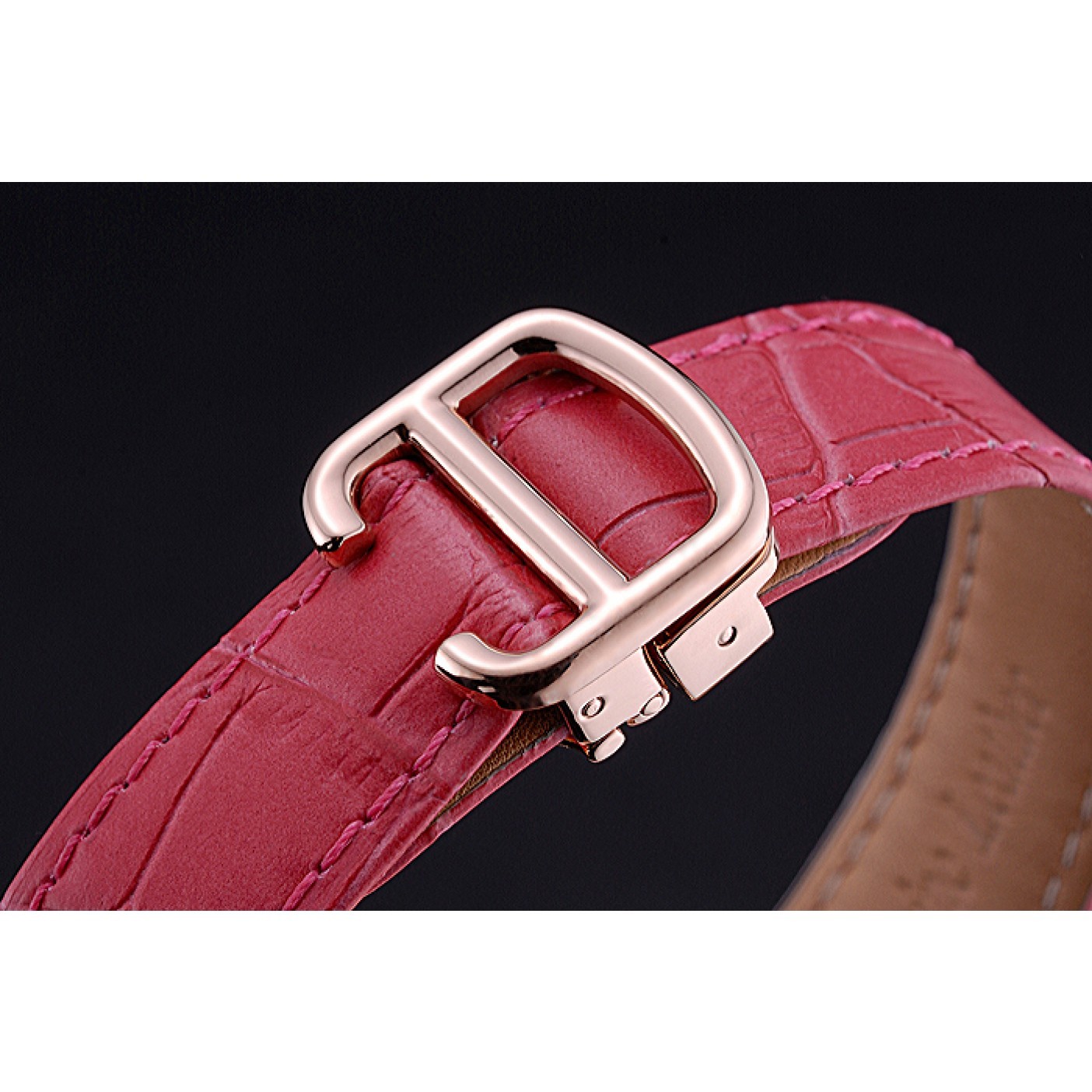 Swiss Cartier Ballon Bleu de Cartier White Dial Diamonds Case Pink Leather Bracelet 622553