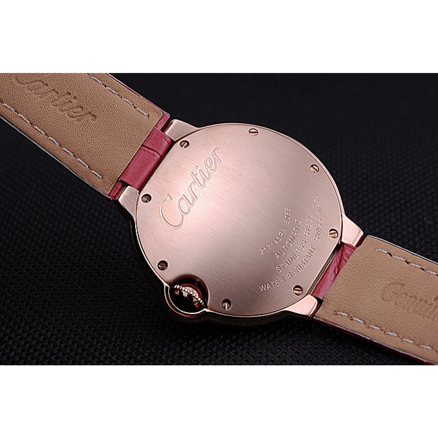 Swiss Cartier Ballon Bleu de Cartier White Dial Diamonds Case Pink Leather Bracelet 622553