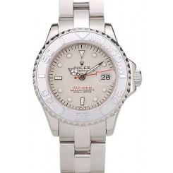 Rolex Yacht Master Silver Bezel Beige Dial