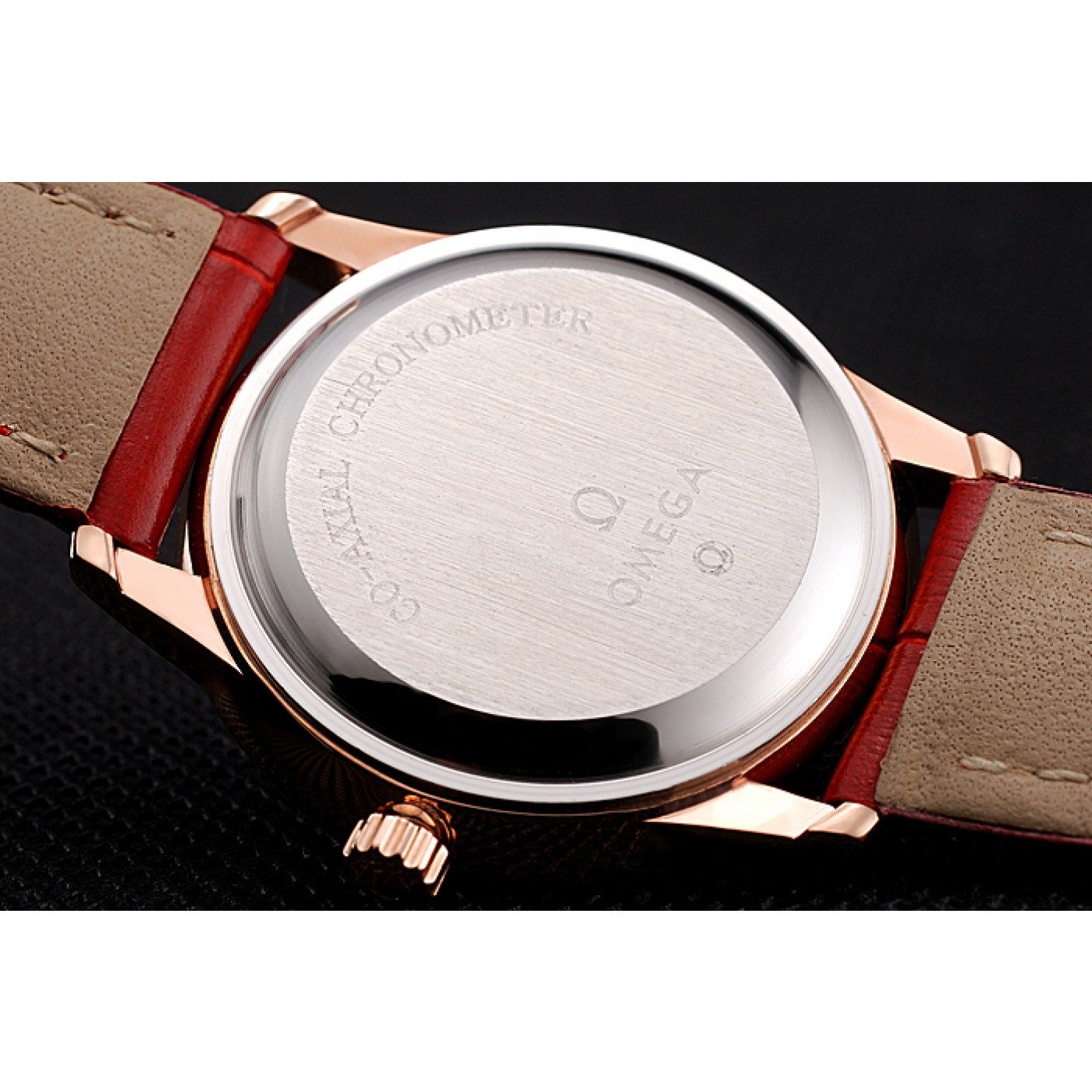 Omega De Ville Prestige Small Seconds White Dial Diamond Bezel Rose Gold Case Red Leather Strap