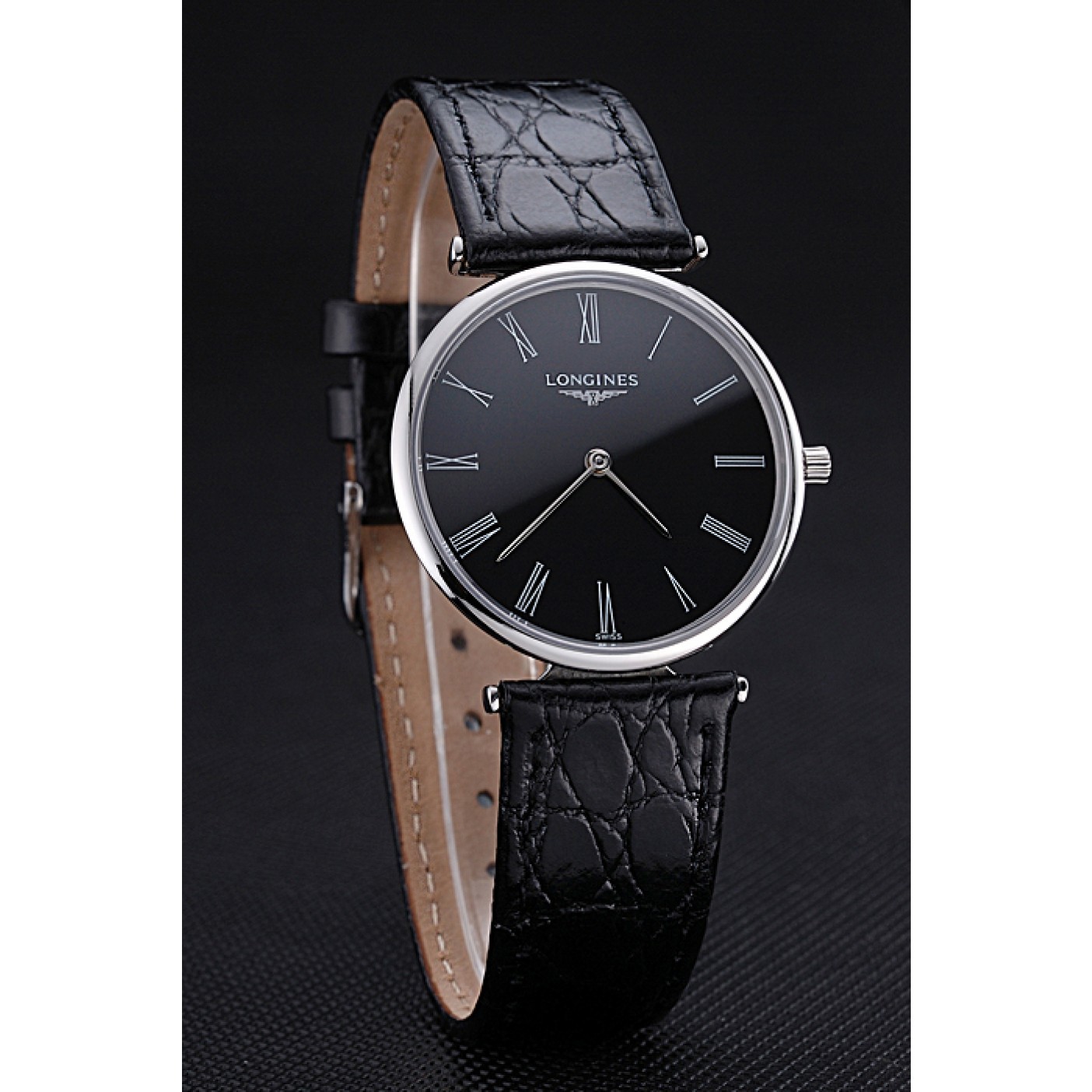 Longines La Grande Classique Black Dial Black Leather Band Homme 622131