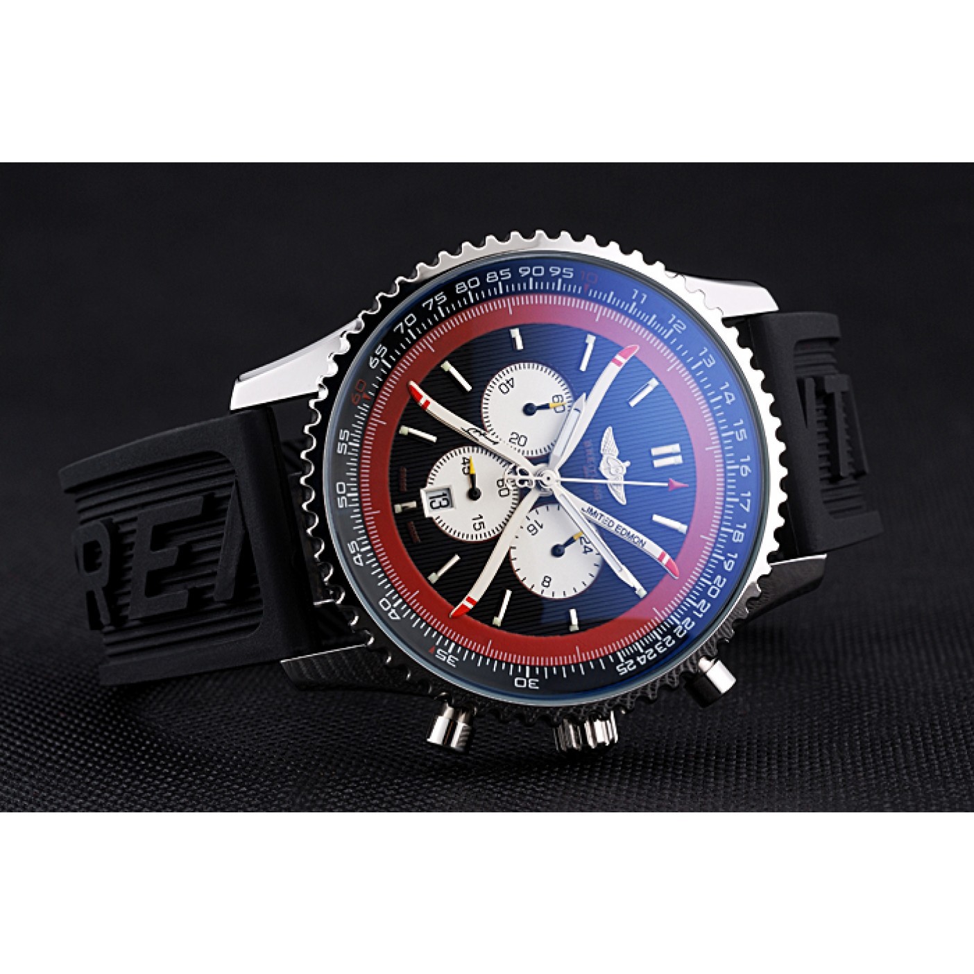 Breitling Certifie Black Rubber Strap Black Dial Chronograph 80182