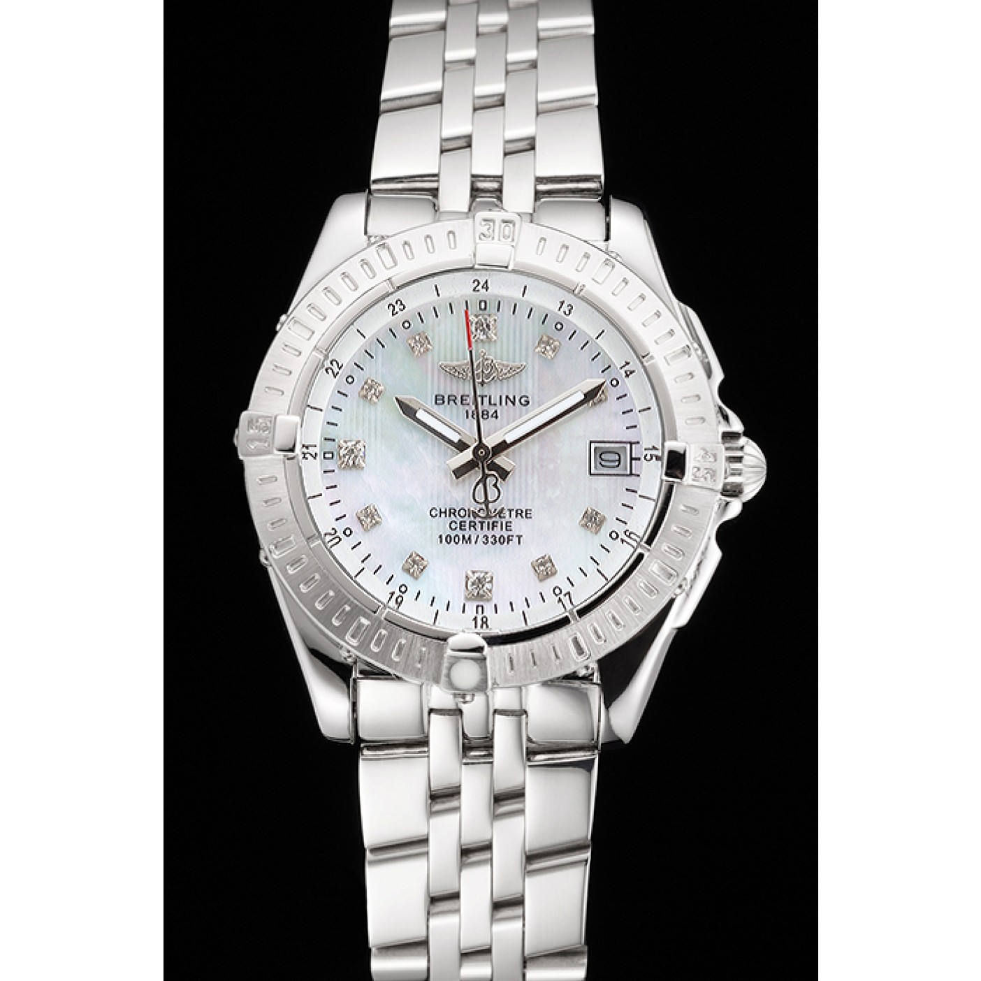 Breitling Colt Lady Pearl Dial Diamond Hour Marks Stainless Steel Case And Bracelet