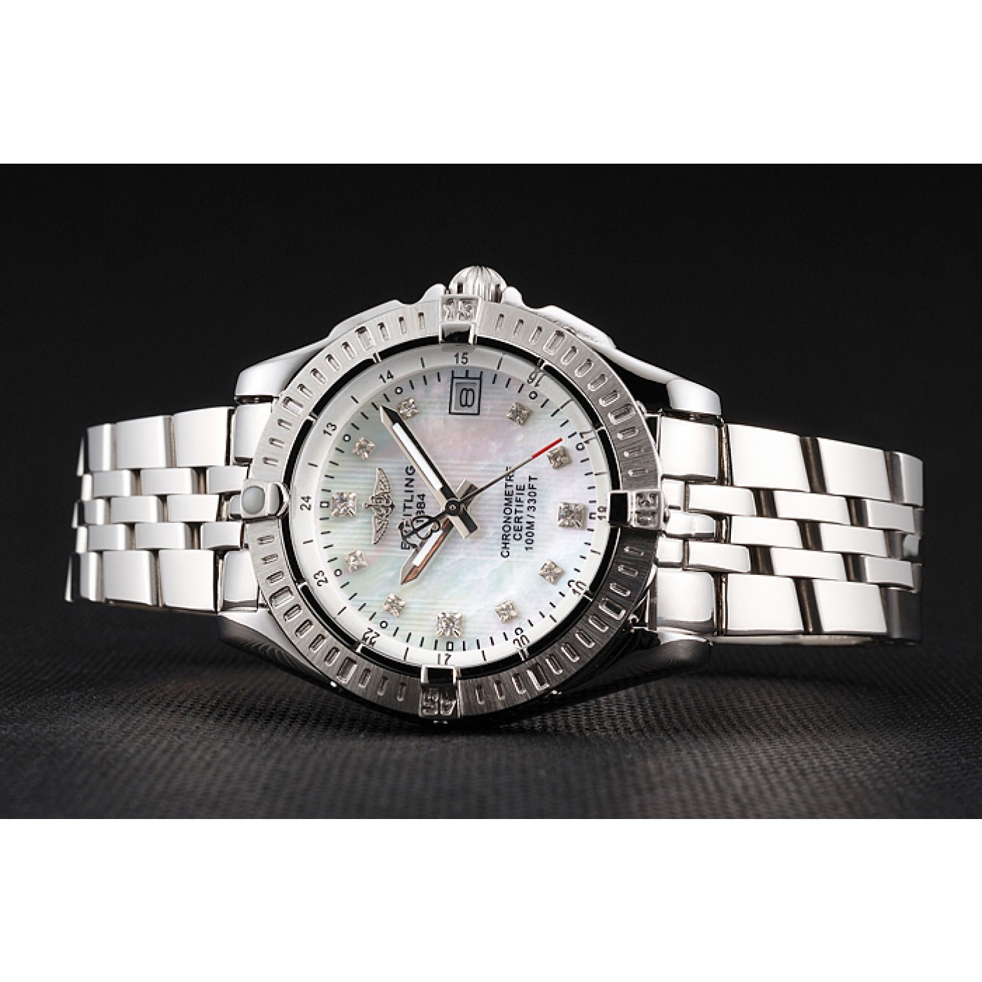 Breitling Colt Lady Pearl Dial Diamond Hour Marks Stainless Steel Case And Bracelet