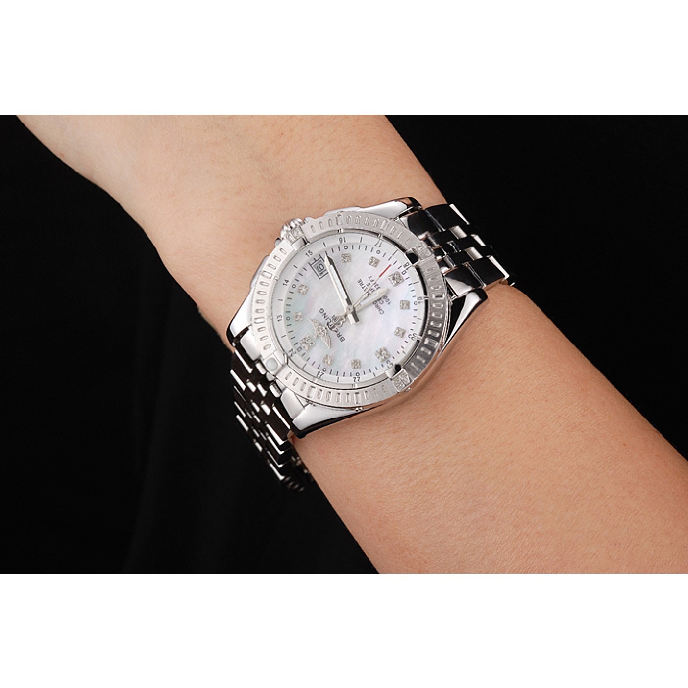 Breitling Colt Lady Pearl Dial Diamond Hour Marks Stainless Steel Case And Bracelet