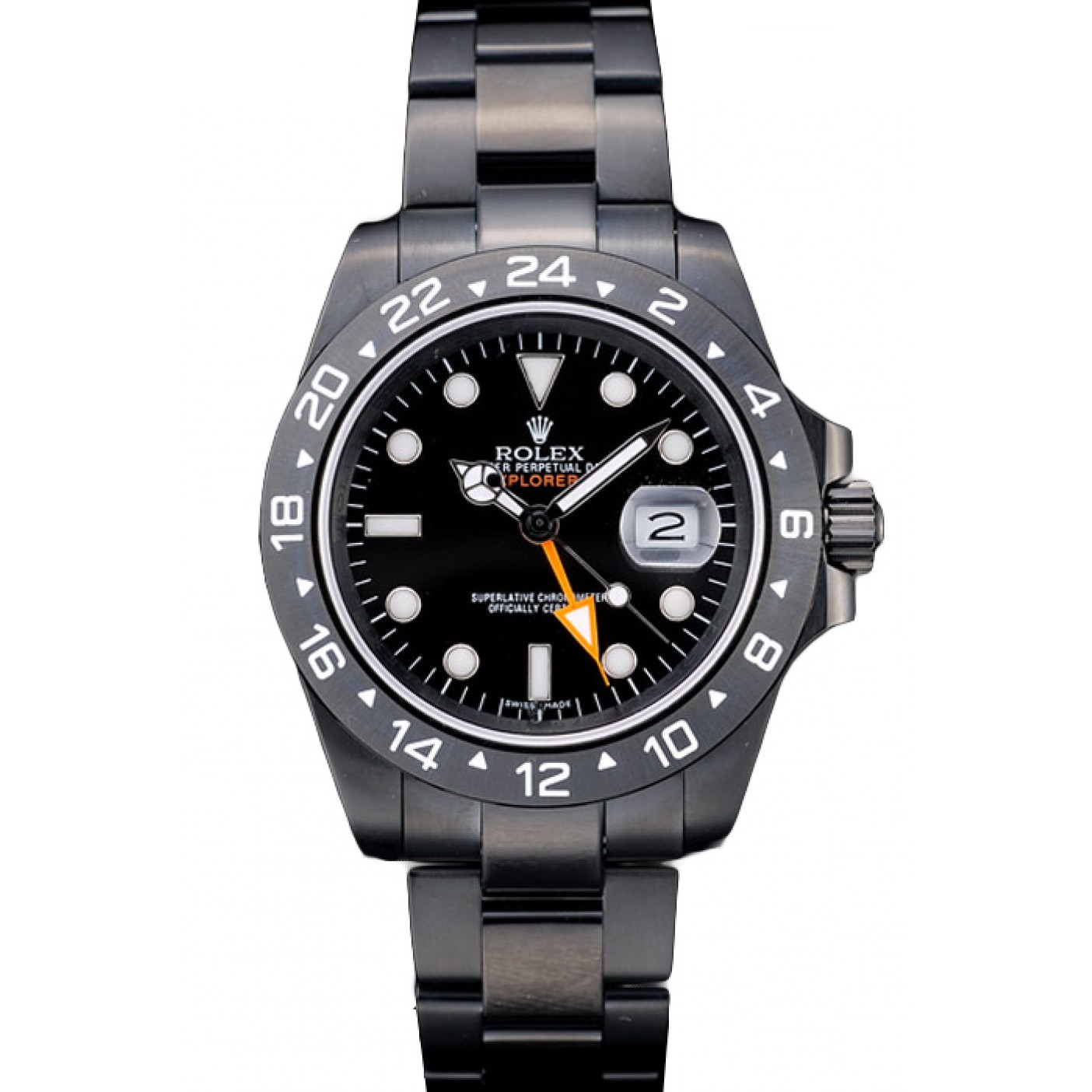 Rolex Swiss Explorer Black Ceramic Bezel Black Dial Watch 98239