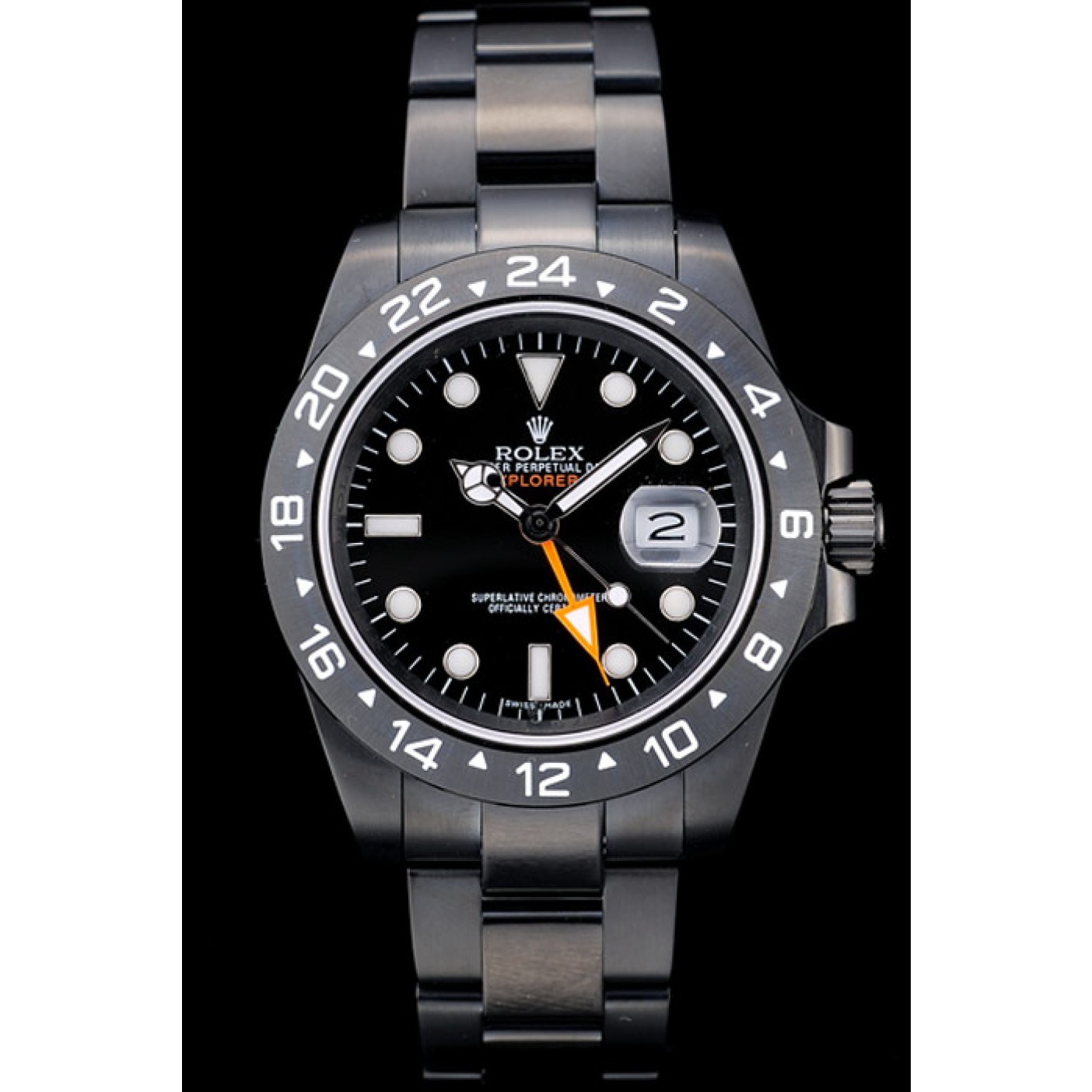 Rolex Swiss Explorer Black Ceramic Bezel Black Dial Watch 98239