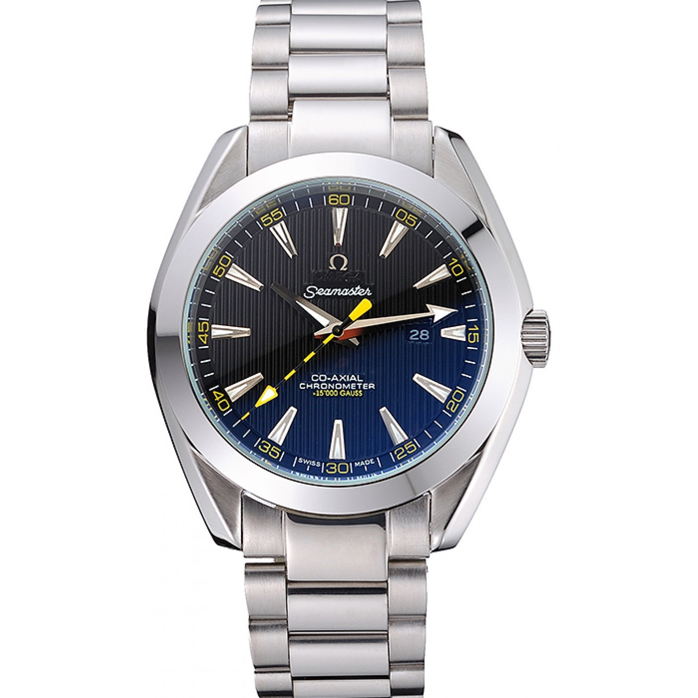 Omega Seamaster Aqua Terra Black Dial Yellow Numerals Stainless Steel Bracelet 622524