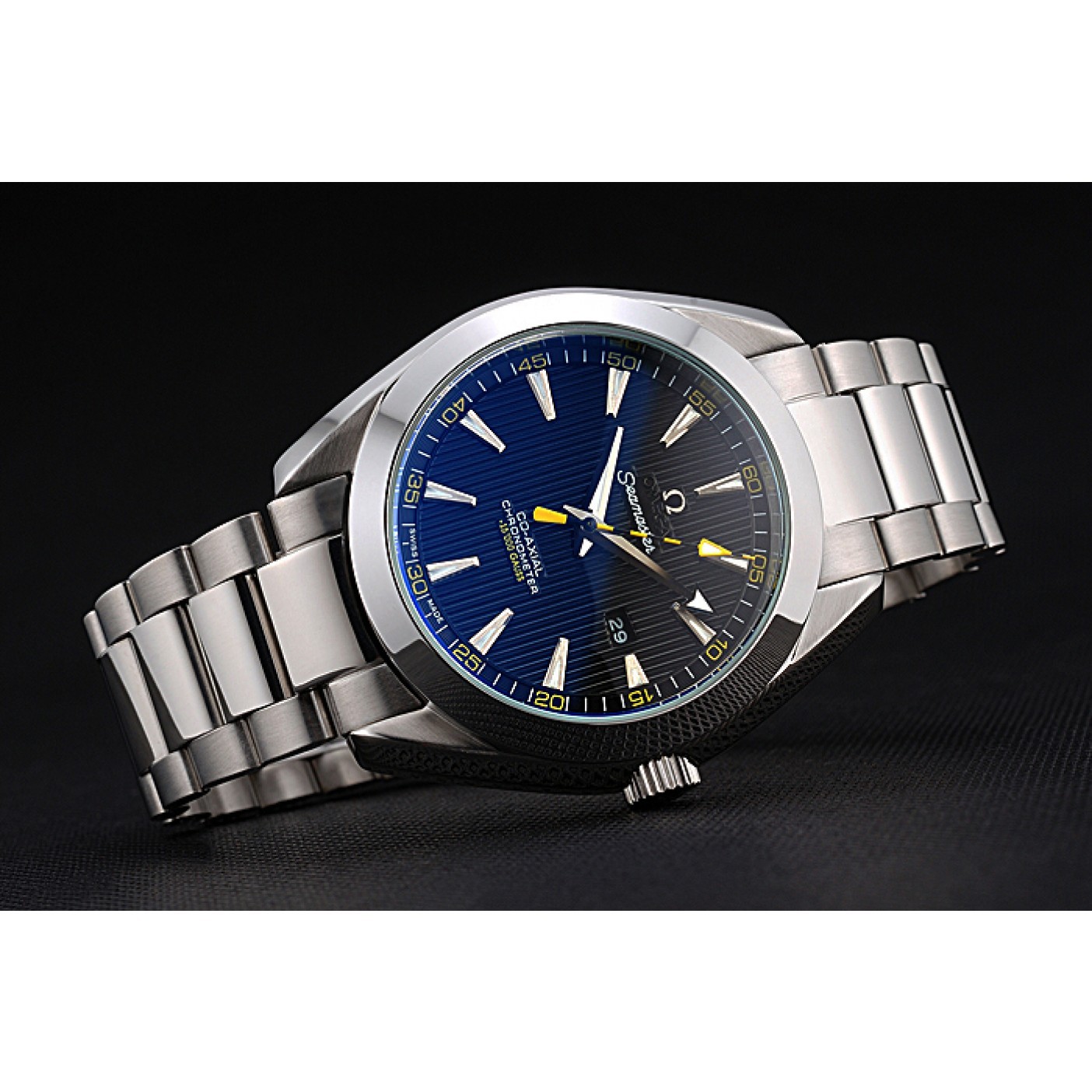 Omega Seamaster Aqua Terra Black Dial Yellow Numerals Stainless Steel Bracelet 622524