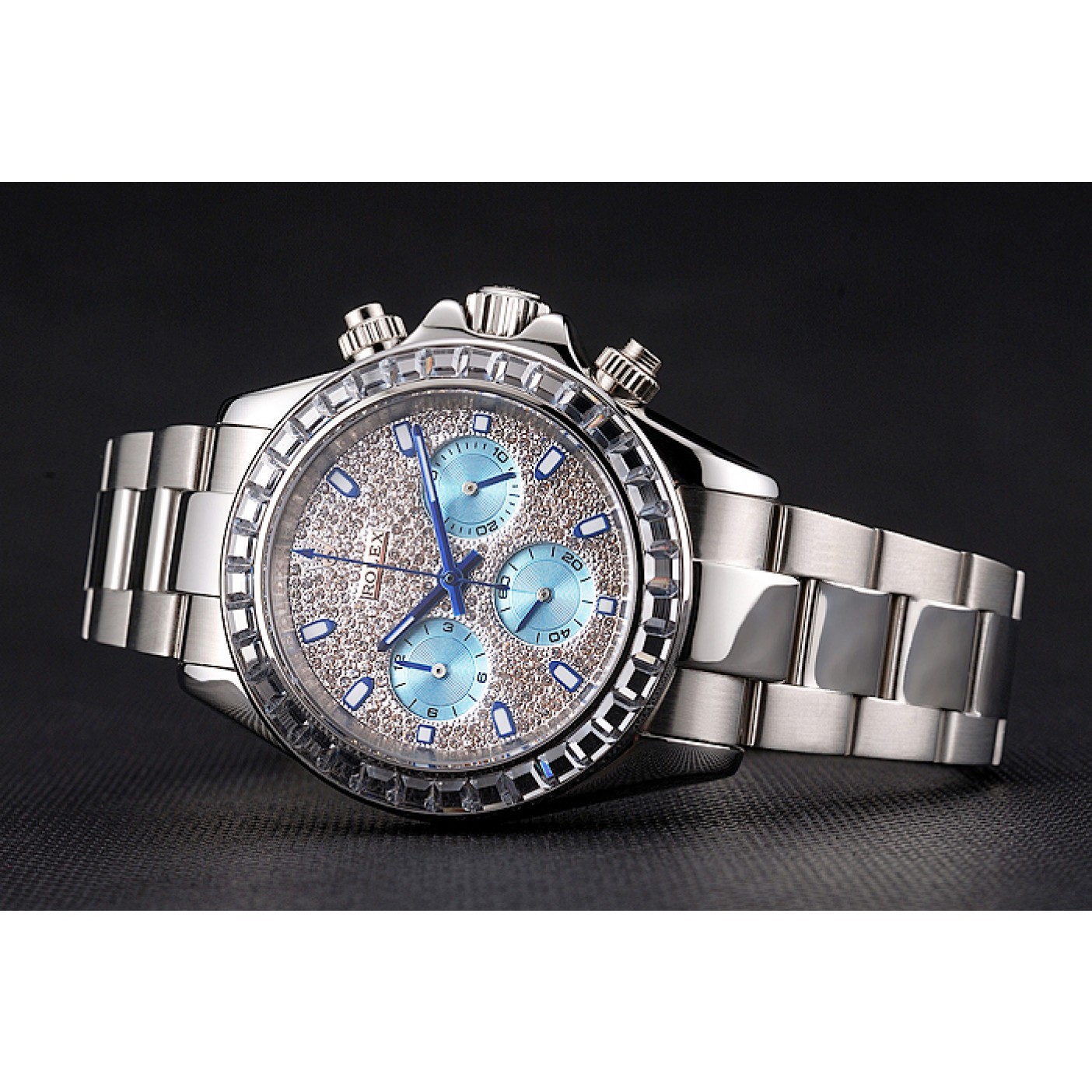 RepTime Watches Rolex Daytona Diamond Dial And Bezel Stainless Steel Case And Bracelet