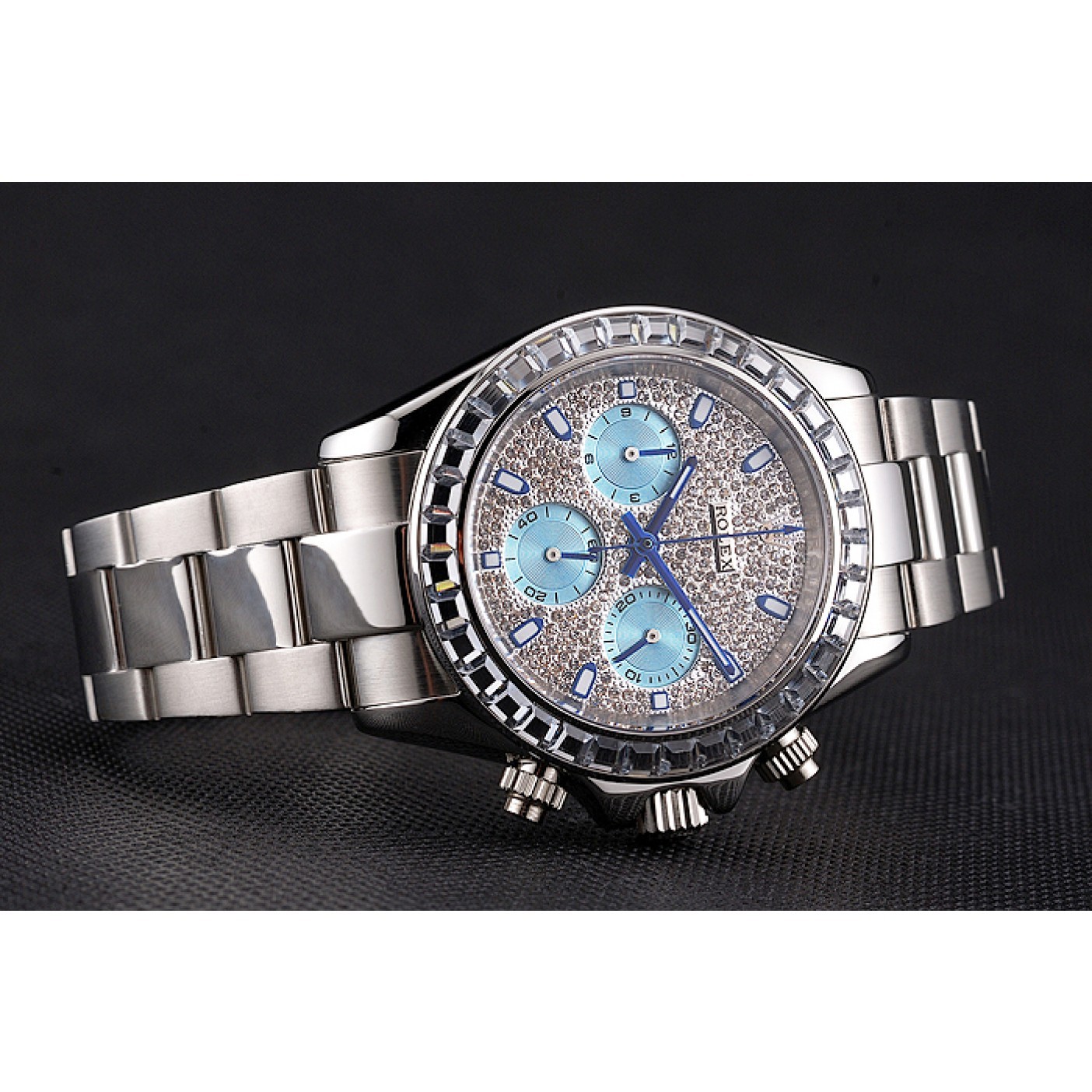 RepTime Watches Rolex Daytona Diamond Dial And Bezel Stainless Steel Case And Bracelet