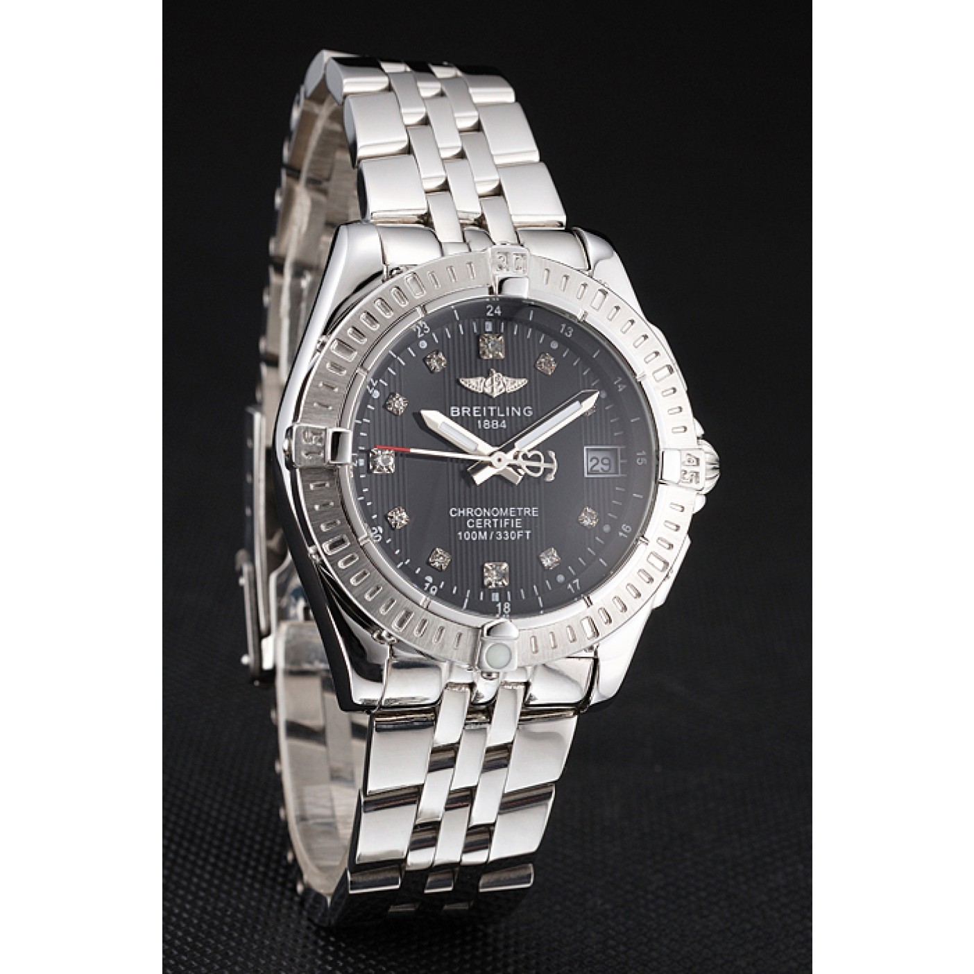 Breitling Colt Lady Black Dial Diamond Hour Marks Stainless Stees Case And Bracelet