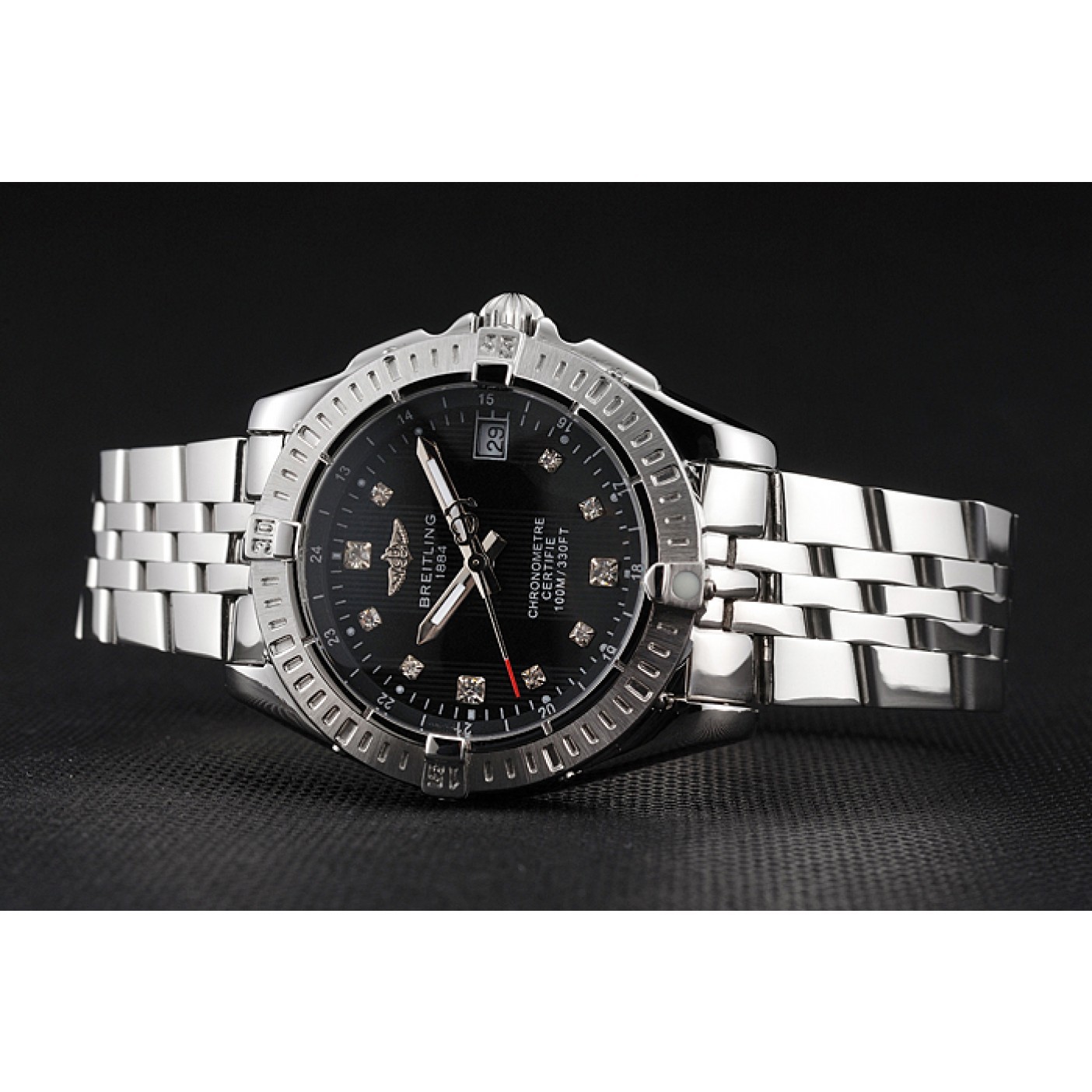 Breitling Colt Lady Black Dial Diamond Hour Marks Stainless Stees Case And Bracelet