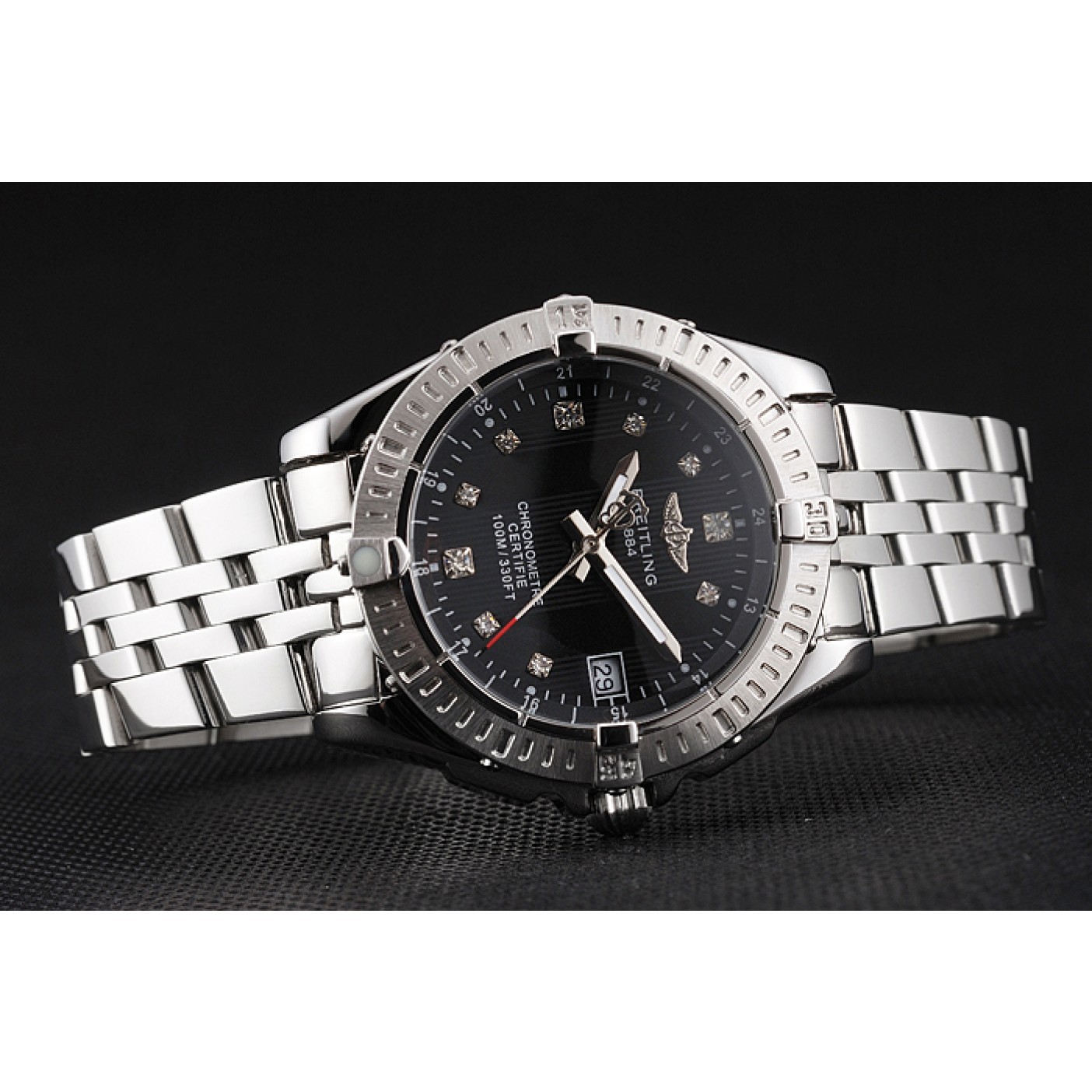 Breitling Colt Lady Black Dial Diamond Hour Marks Stainless Stees Case And Bracelet