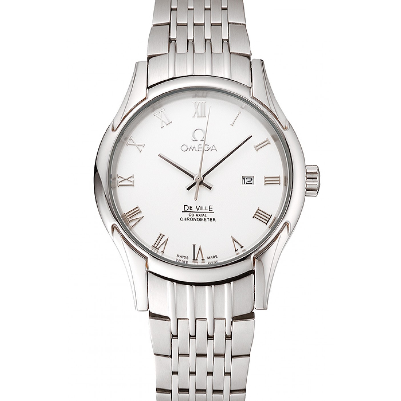 Omega De Ville White Dial Roman Numerals Stainless Steel Case And Bracelet 1453791