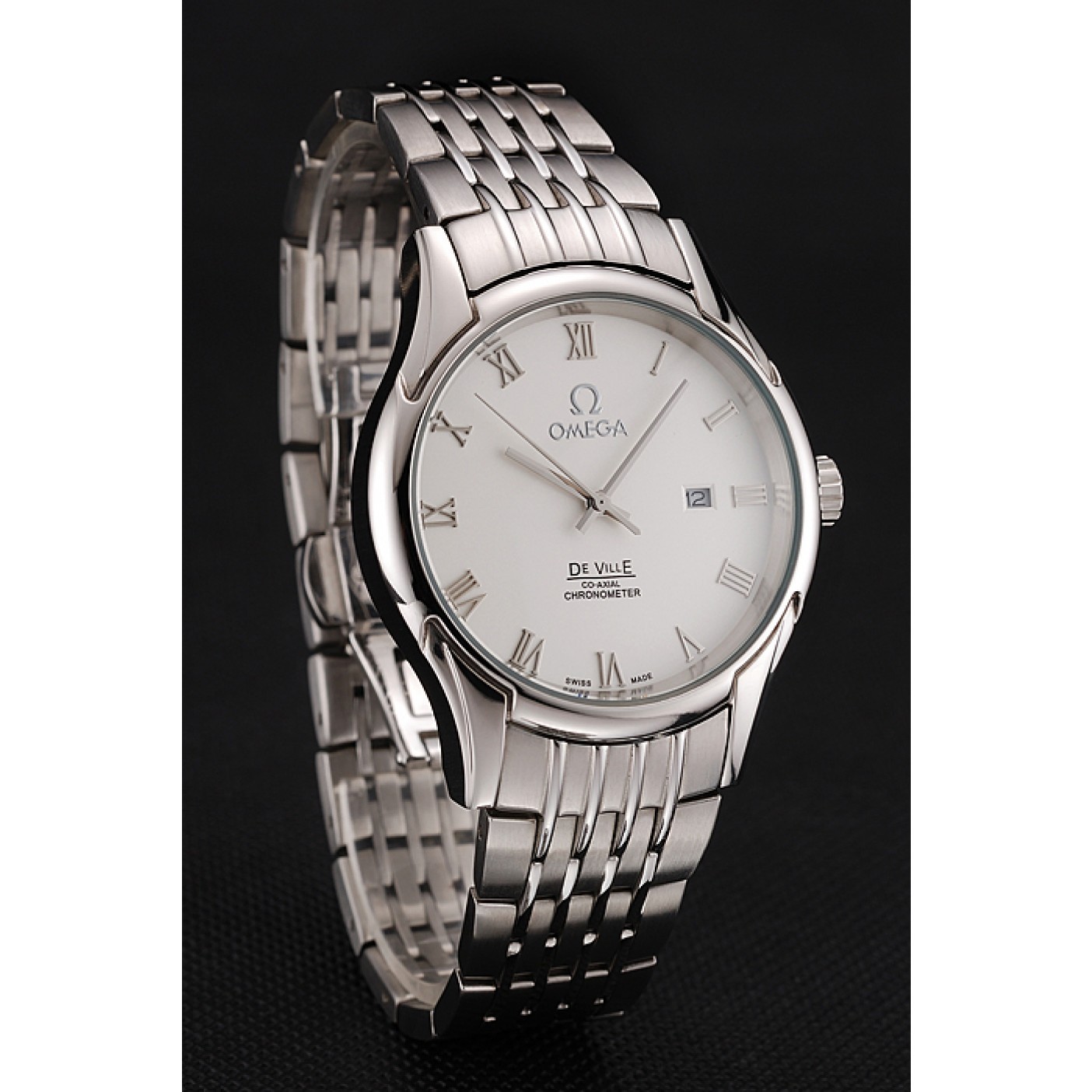 Omega De Ville White Dial Roman Numerals Stainless Steel Case And Bracelet 1453791