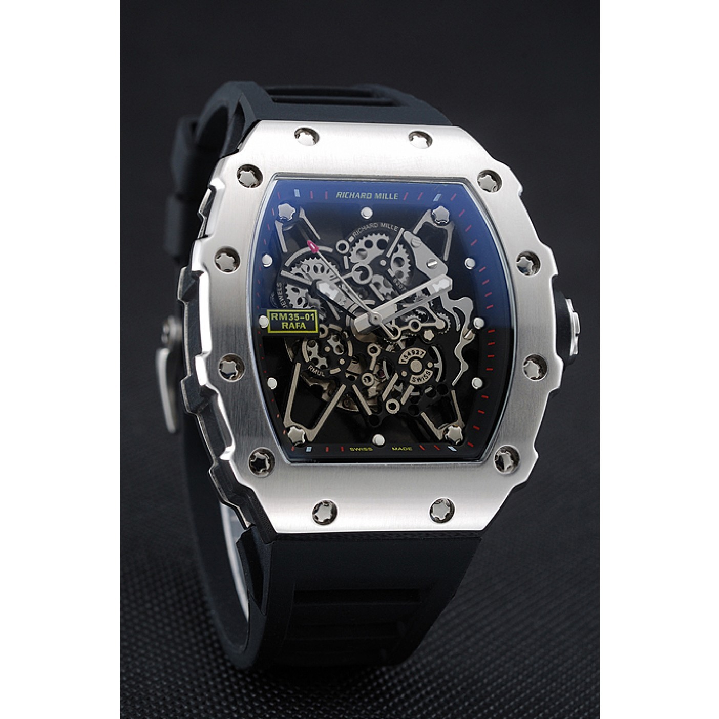 Richard Mille RM 35-01 Rafael Nadal Silver Case Black Rubber Bracelet 1454198