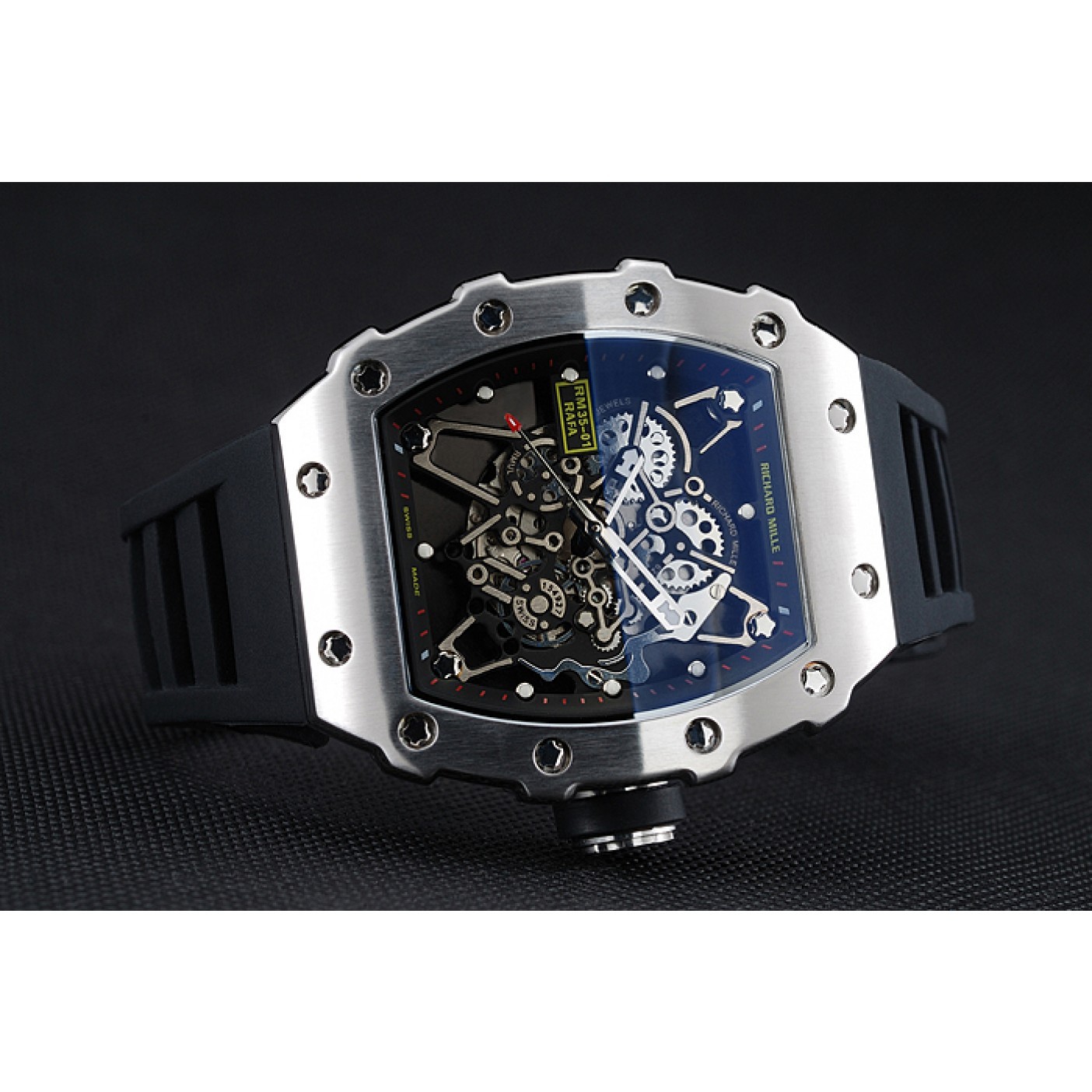 Richard Mille RM 35-01 Rafael Nadal Silver Case Black Rubber Bracelet 1454198