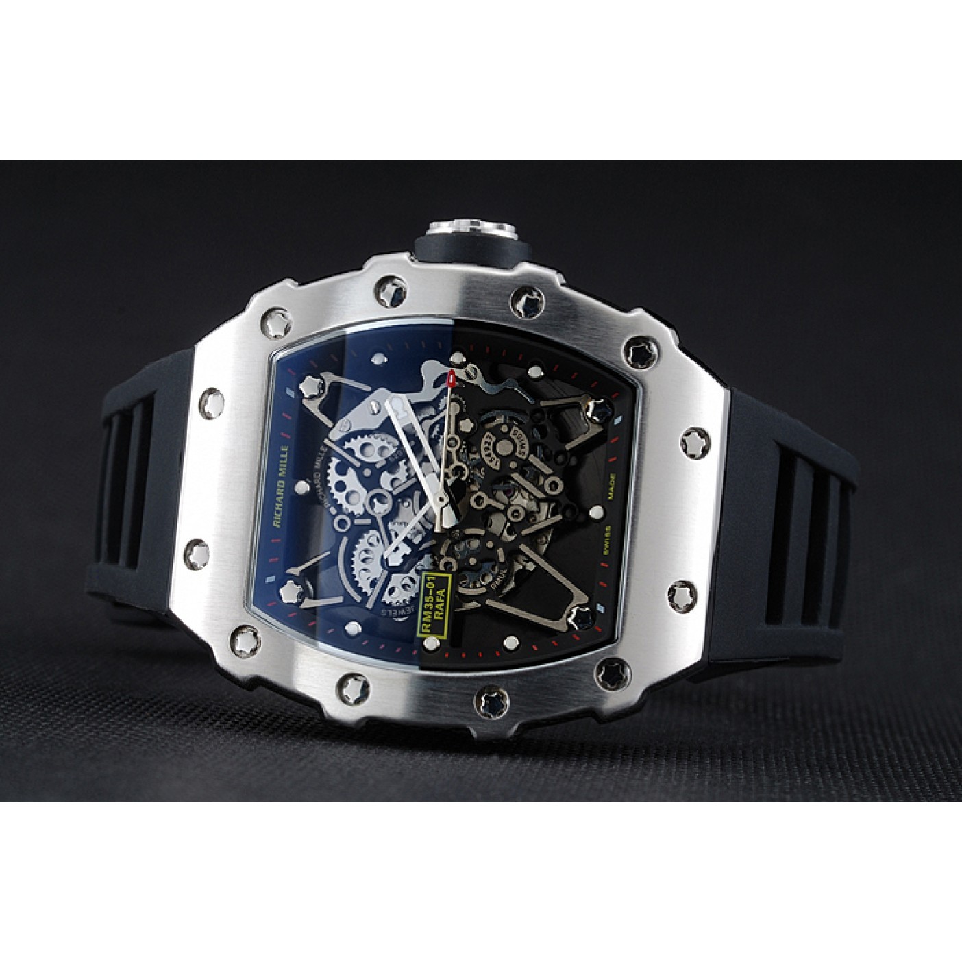 Richard Mille RM 35-01 Rafael Nadal Silver Case Black Rubber Bracelet 1454198