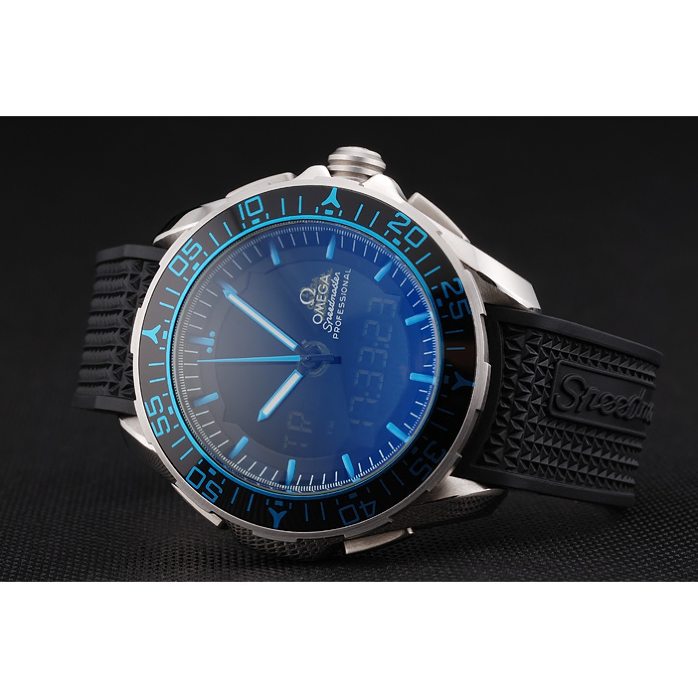 Omega Speedmaster Skywalker X-33 Black Dial Blue On Black Bezel Stainless Steel Black Rubber Strap