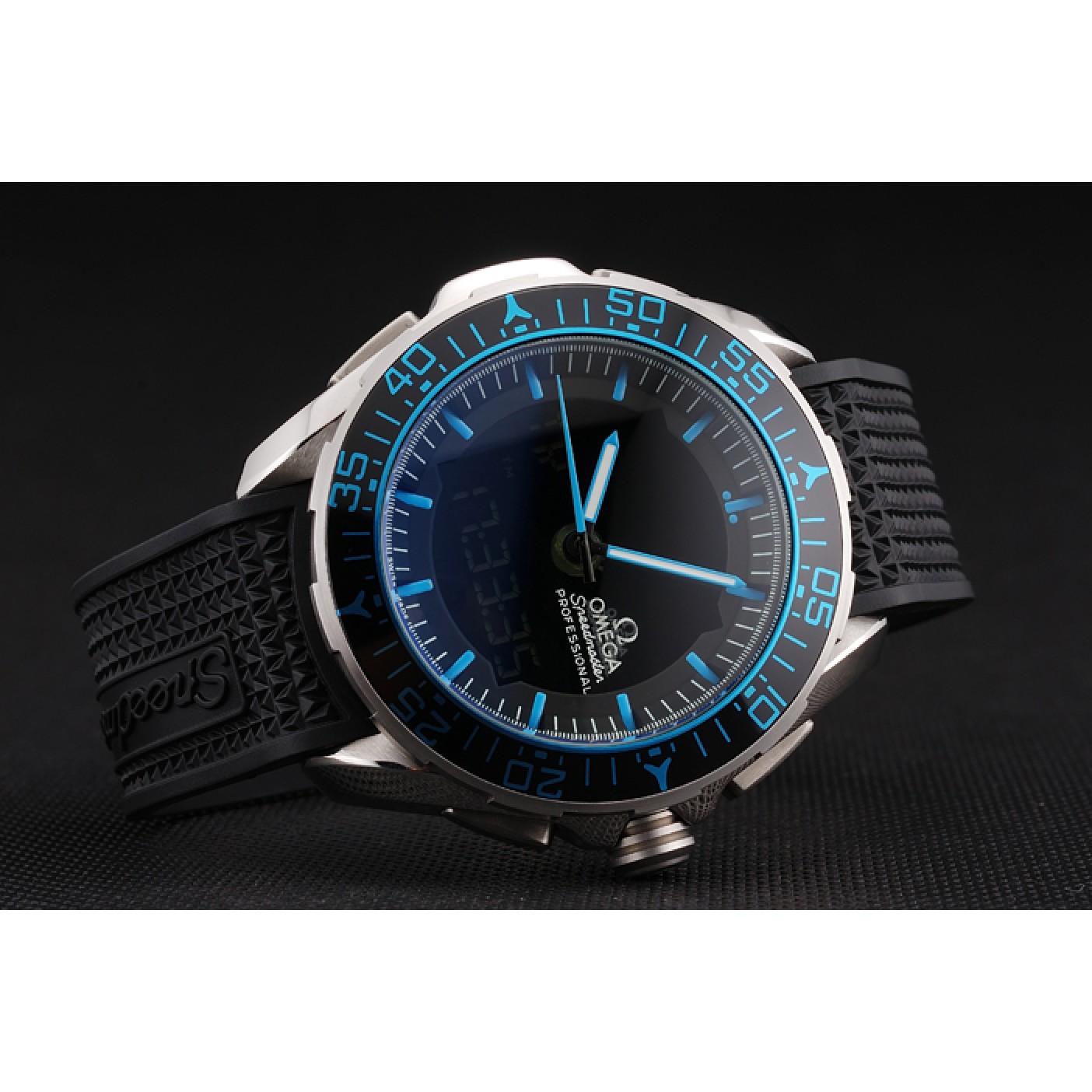 Omega Speedmaster Skywalker X-33 Black Dial Blue On Black Bezel Stainless Steel Black Rubber Strap