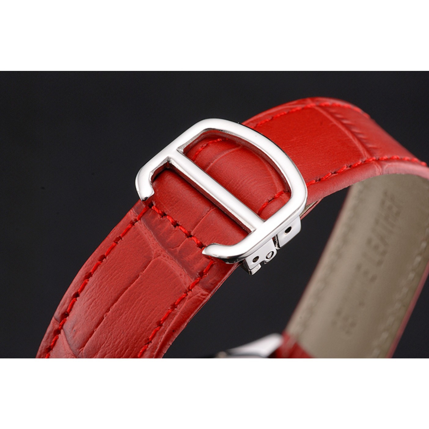 Cartier Tortue Perpetual Calendar White Dial Stainless Steel Case Red Leather Strap