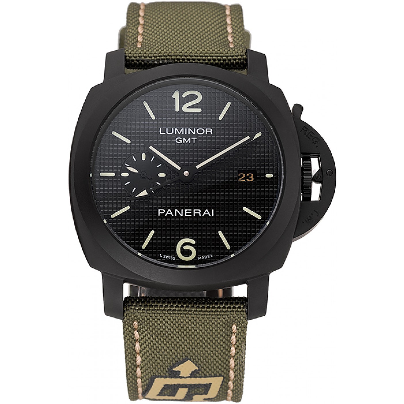 Panerai Luminor 1950 3-Days GMT Black Case Black Dial Green Bracelet 1454015