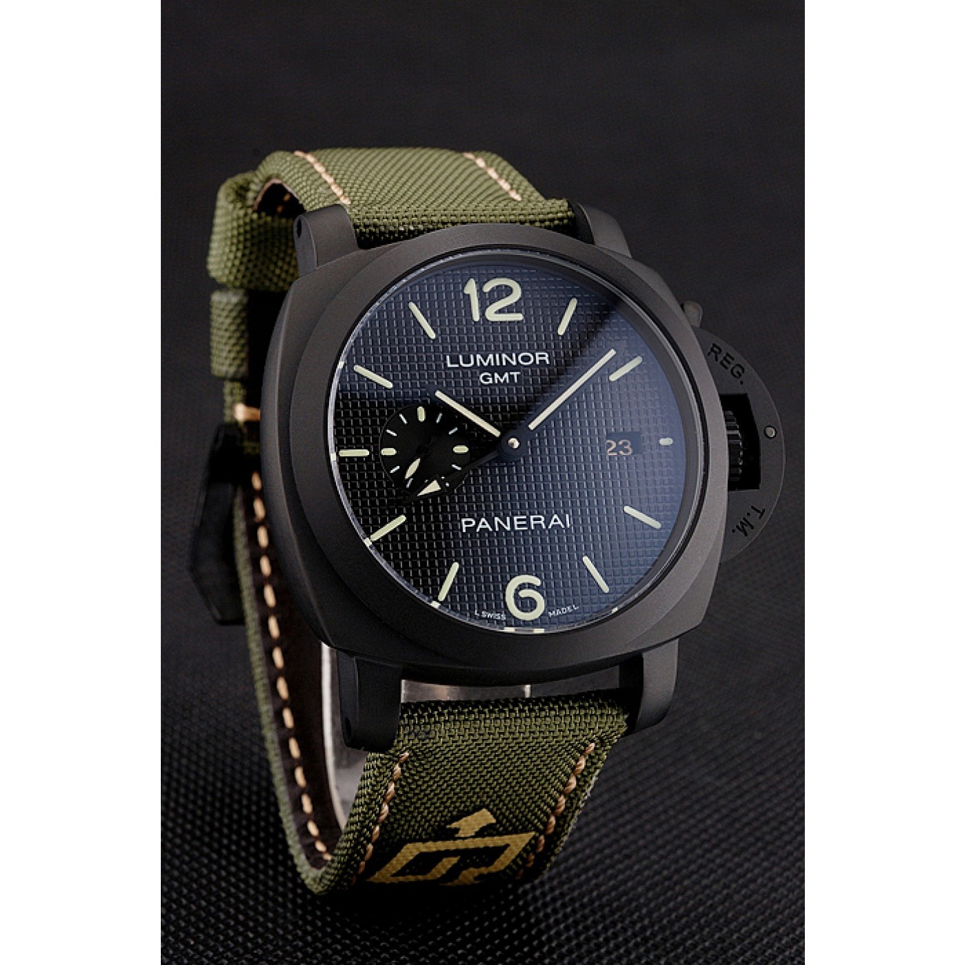 Panerai Luminor 1950 3-Days GMT Black Case Black Dial Green Bracelet 1454015