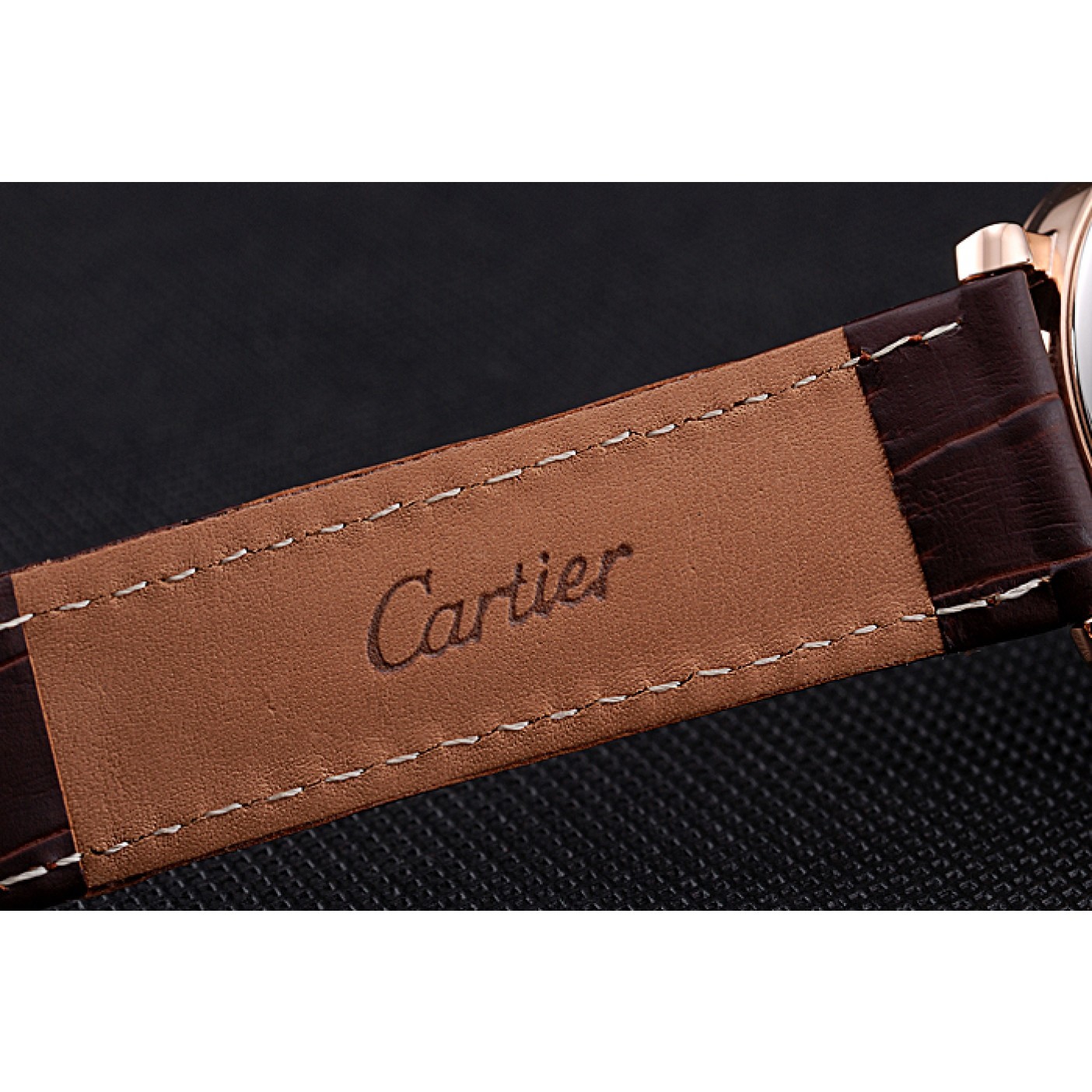 Cartier Ronde Second Time Zone White Dial Gold Case Brown Leather Strap 622801