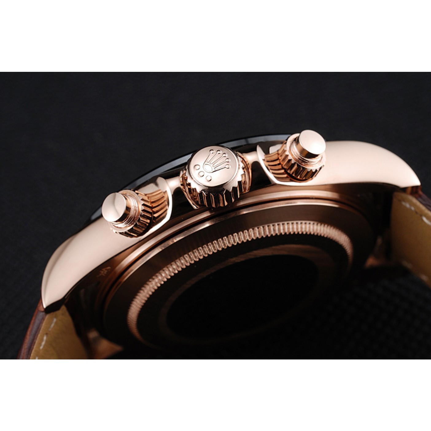 RepTime Watches Rolex Cosmograph Daytona Brown Dial Rose Gold Case Brown Leather Bracelet 1454243