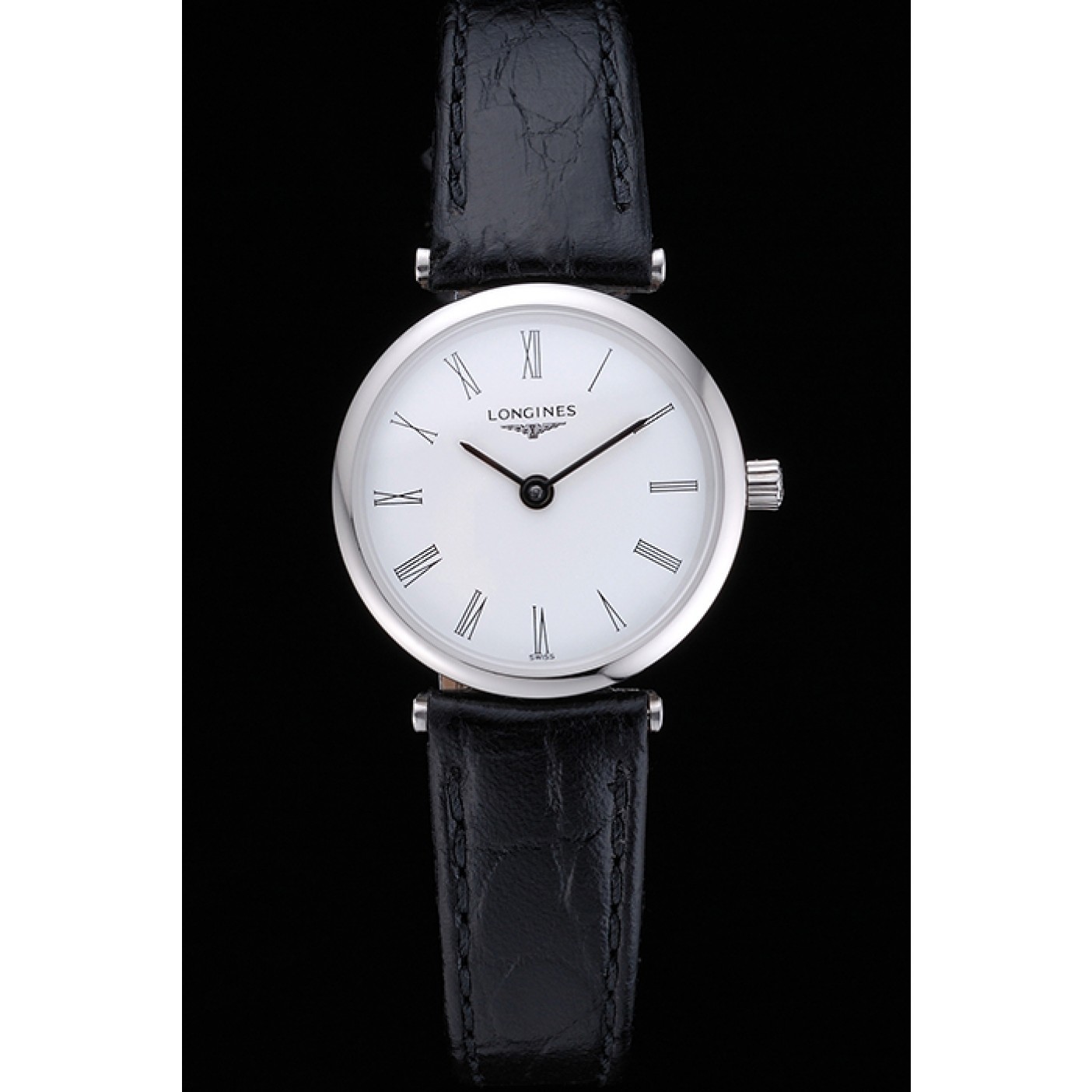 Longines La Grande Classique White Dial Black Leather Band Femme 622128