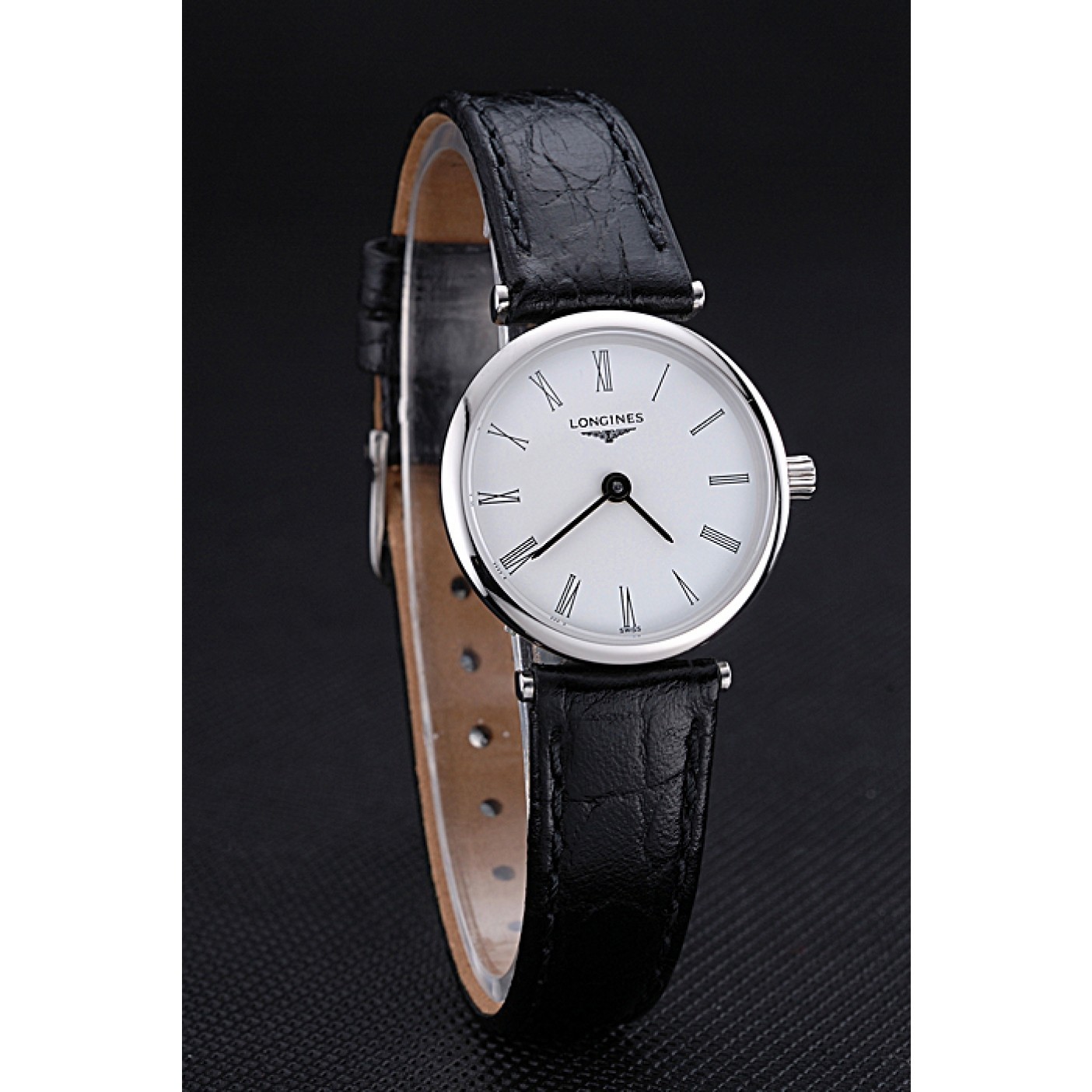 Longines La Grande Classique White Dial Black Leather Band Femme 622128