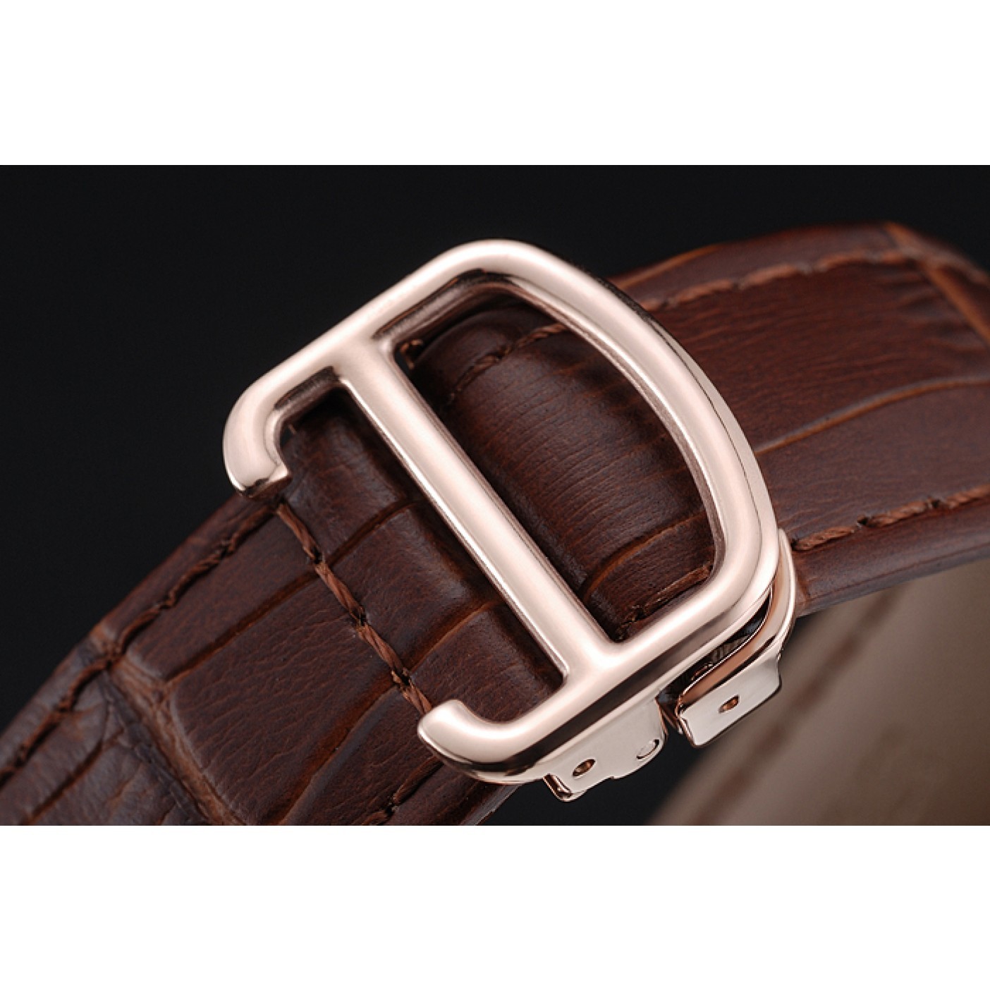 Cartier Drive De Cartier White Dial Silver Diamond Case Brown Leather Bracelet 1454216