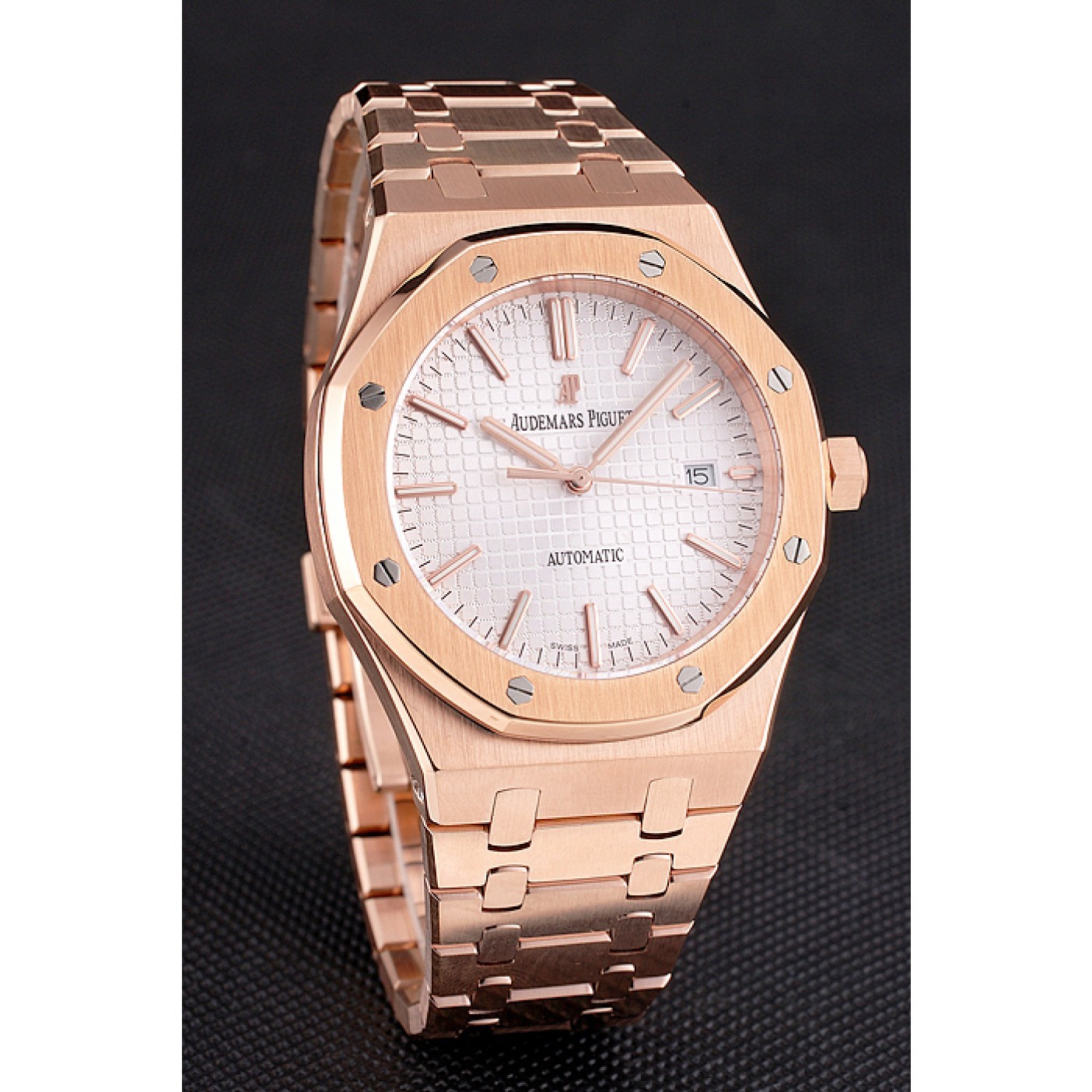 Swiss Audemars Piguet Royal Oak White Dial Rose Gold Case And Bracelet