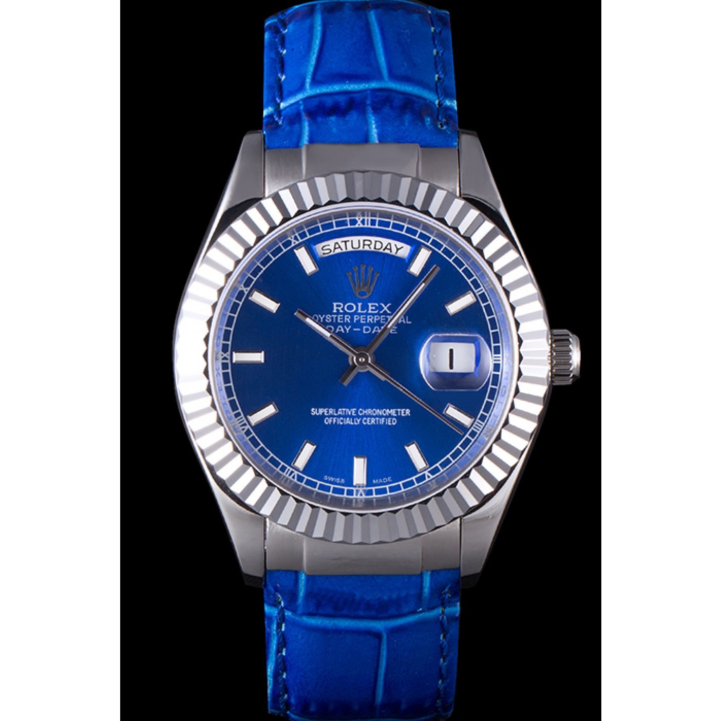 Rolex Day-Date Oyster Collection Blue Leather Band 621490