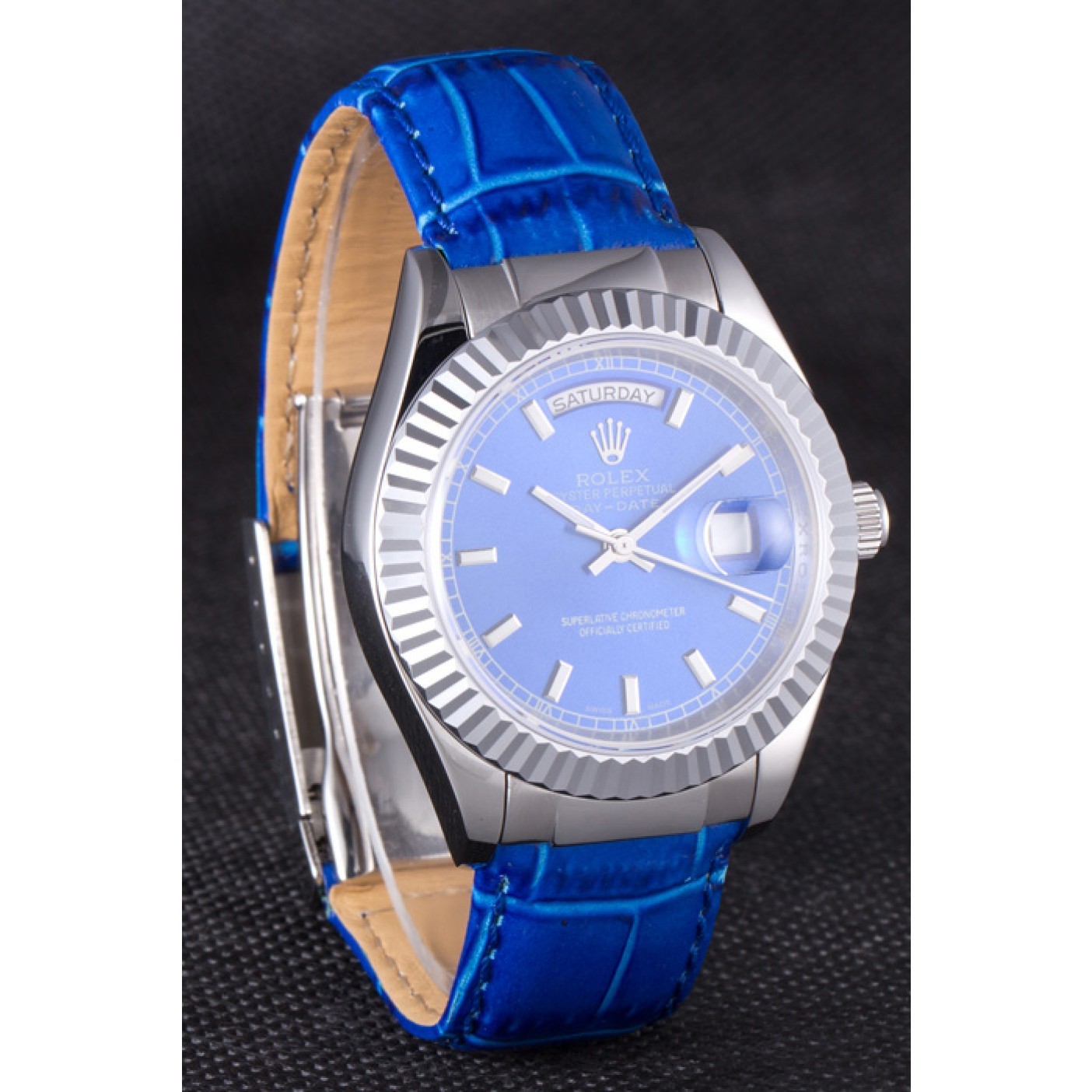 Rolex Day-Date Oyster Collection Blue Leather Band 621490