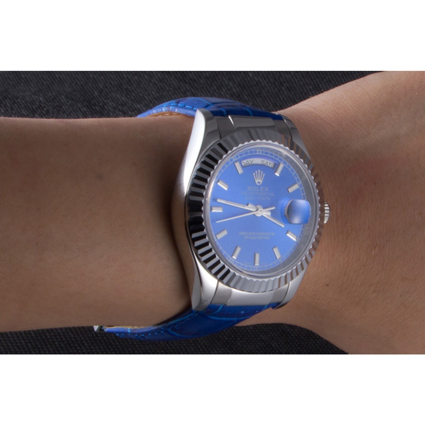 Rolex Day-Date Oyster Collection Blue Leather Band 621490