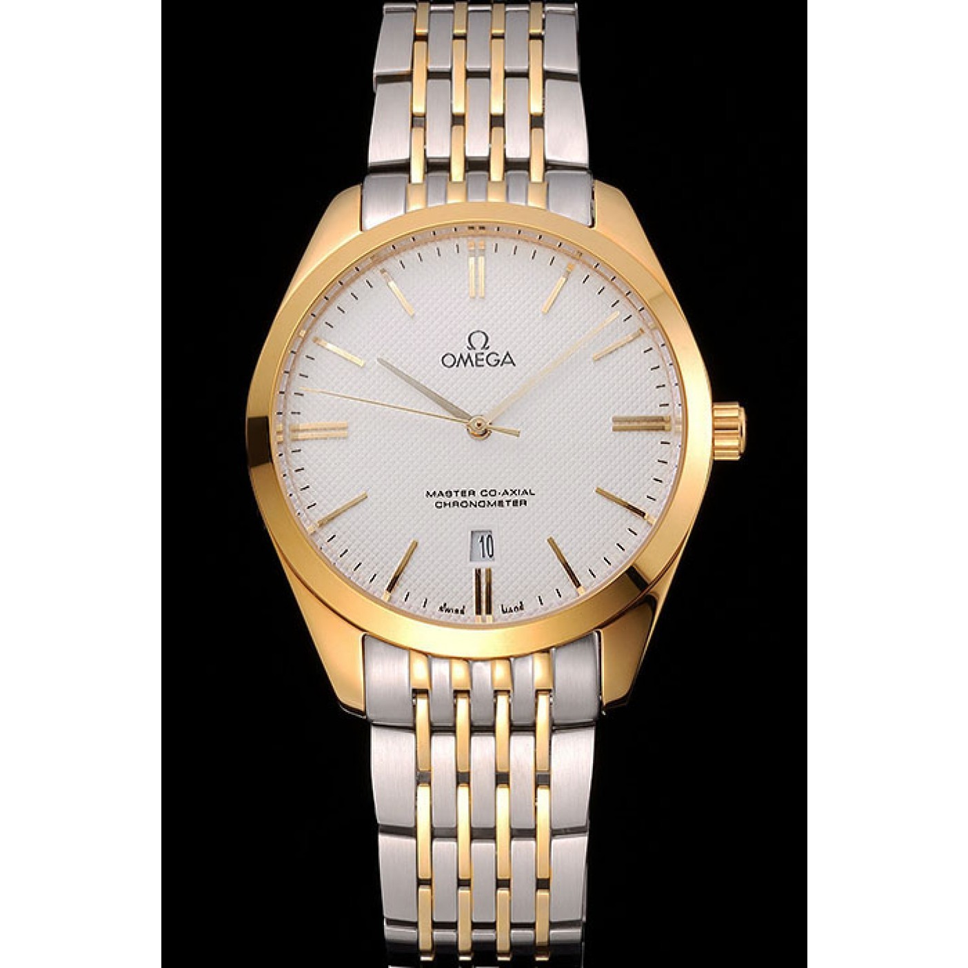 Omega Tresor Master Co-Axial White Dial Gold Case Two Tone Stainless Steel Bracelet