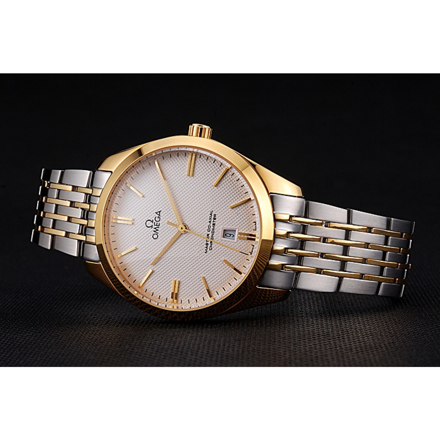 Omega Tresor Master Co-Axial White Dial Gold Case Two Tone Stainless Steel Bracelet