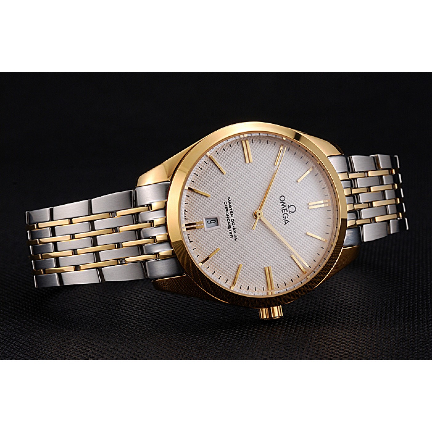 Omega Tresor Master Co-Axial White Dial Gold Case Two Tone Stainless Steel Bracelet