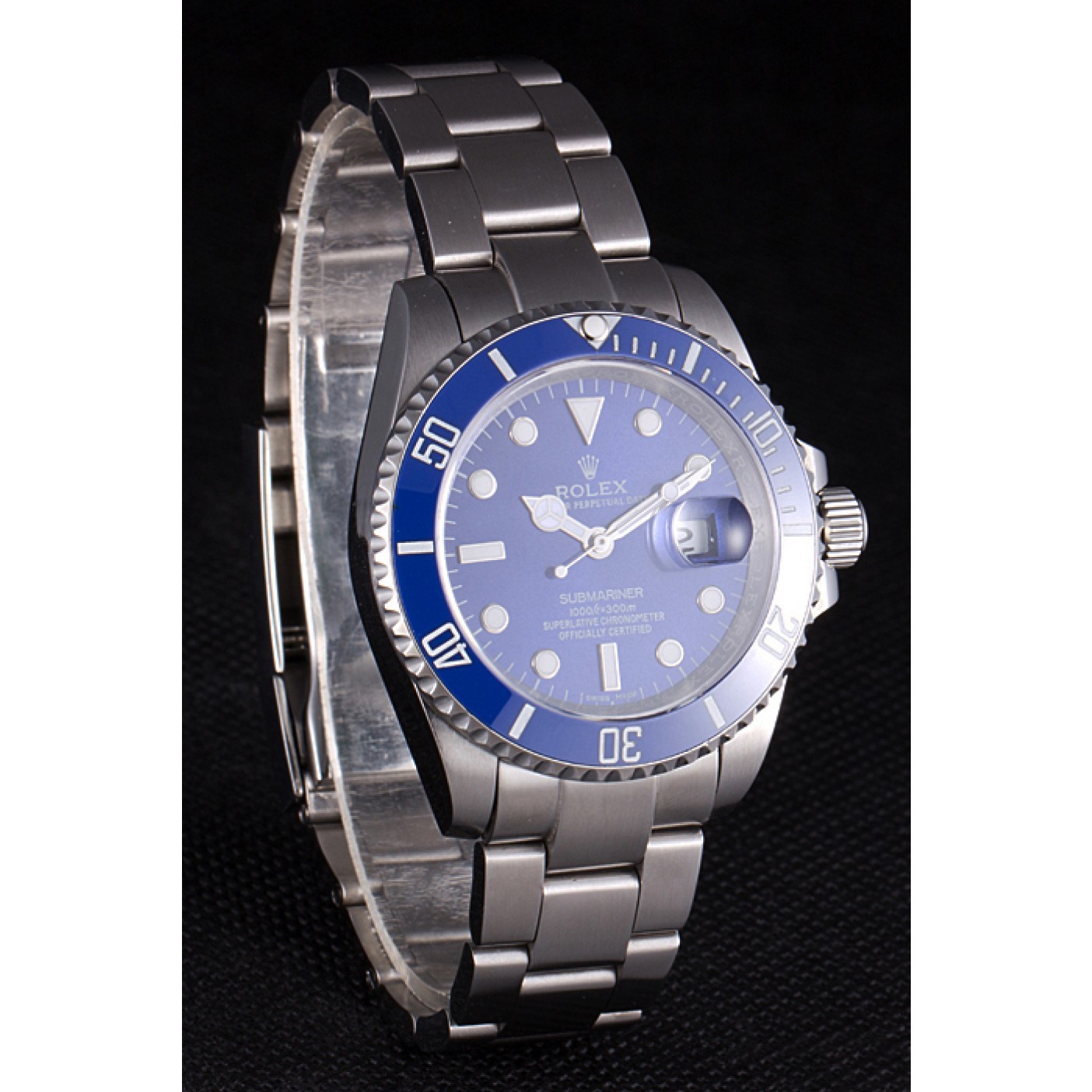 Rolex Submariner Stainless Steel Link Bracelet Blue Dial 621687