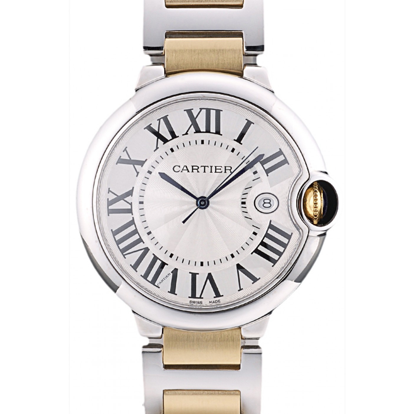 Cartier Ballon Bleu 42mm White Dial Stainless Steel Case Two Tone Gold Bracelet