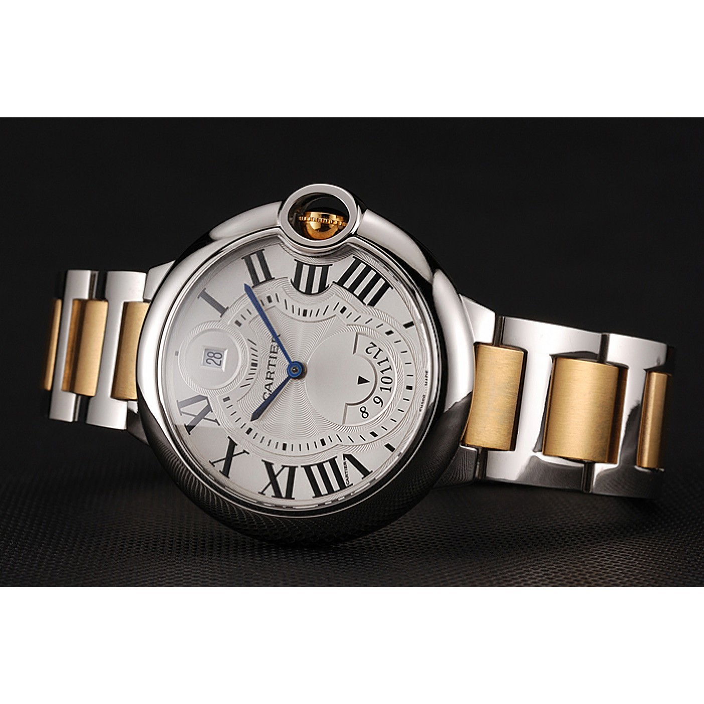 Swiss Cartier Ballon Bleu Two Timezone White Dial Silver Case Gold And Silver Bracelet 1453877