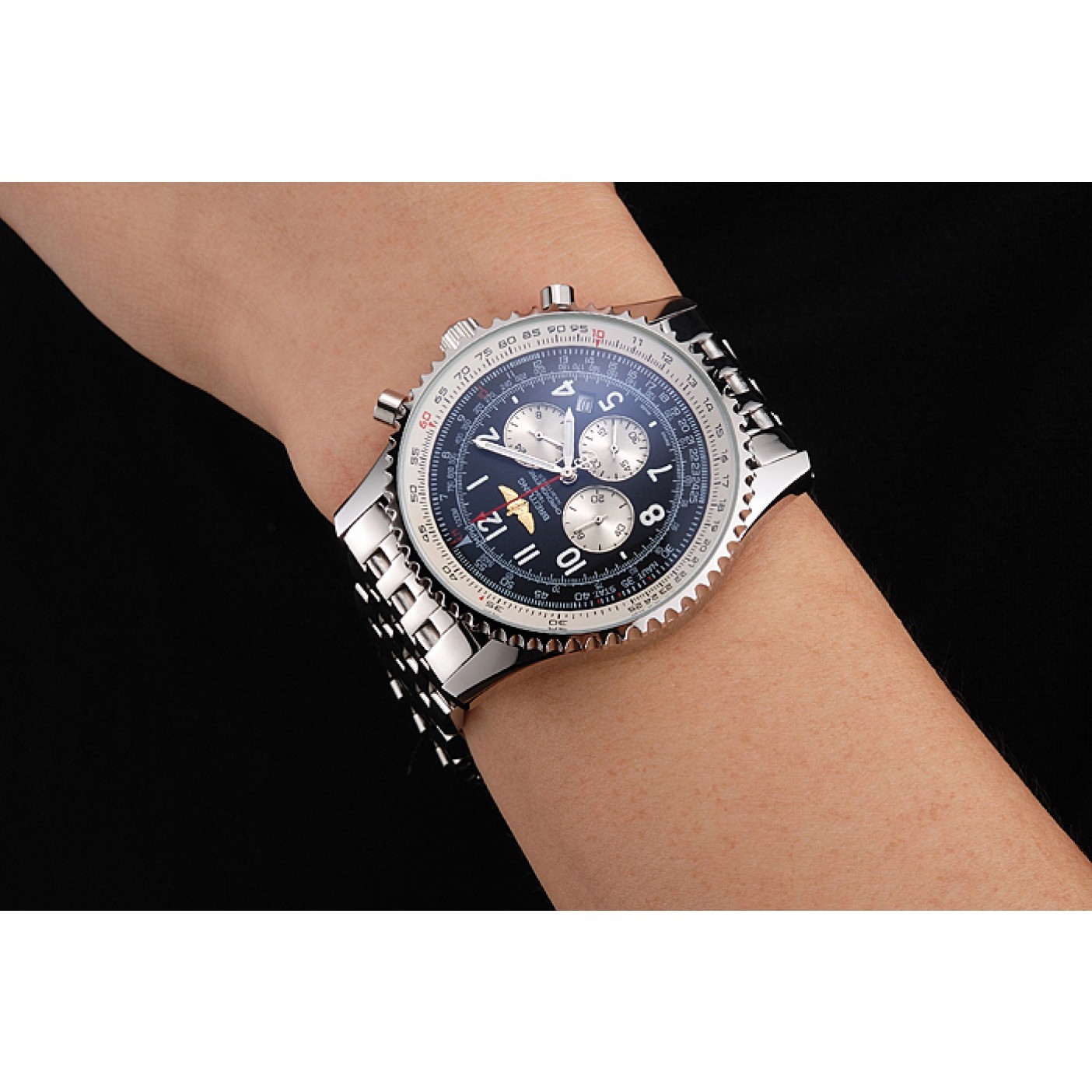 Breitling Navitimer Black Dial White Subdials Stainless Steel Case And Bracelet