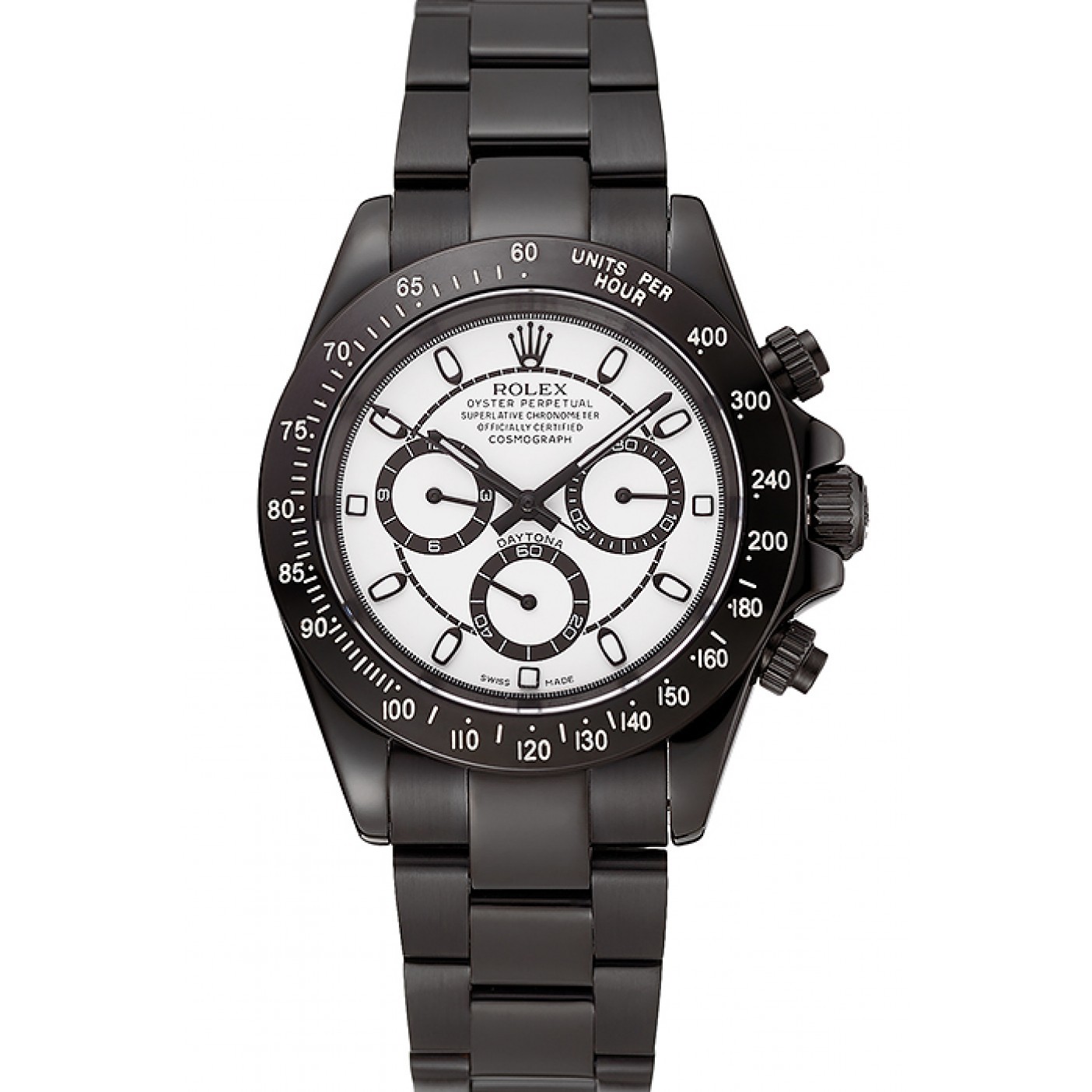 RepTime Watches Rolex Daytona Midnight White Dial Black Staineless Steel Bracelet 1454021