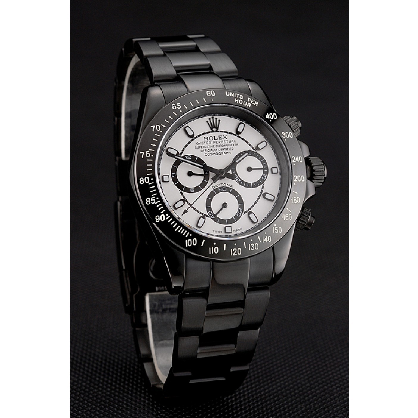 RepTime Watches Rolex Daytona Midnight White Dial Black Staineless Steel Bracelet 1454021