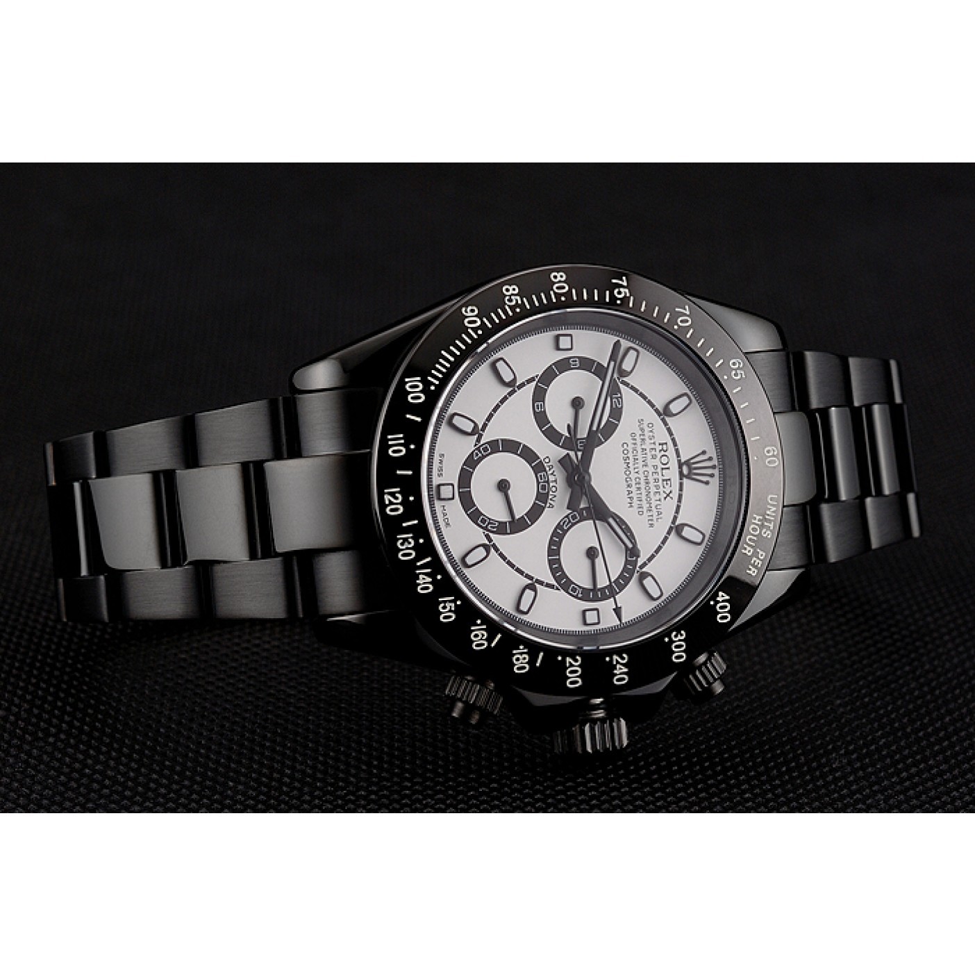 RepTime Watches Rolex Daytona Midnight White Dial Black Staineless Steel Bracelet 1454021